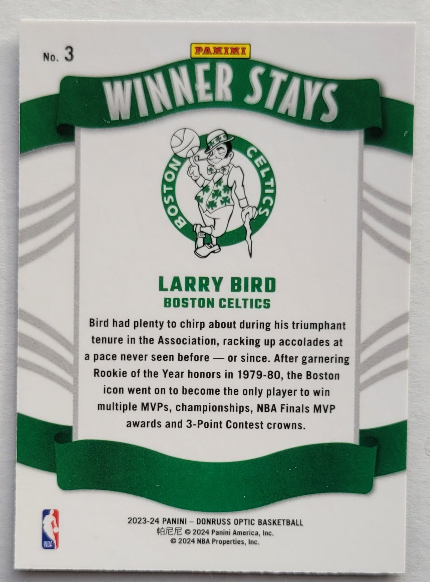Larry Bird - 2023-24 Donruss Optic Winner Stays #3