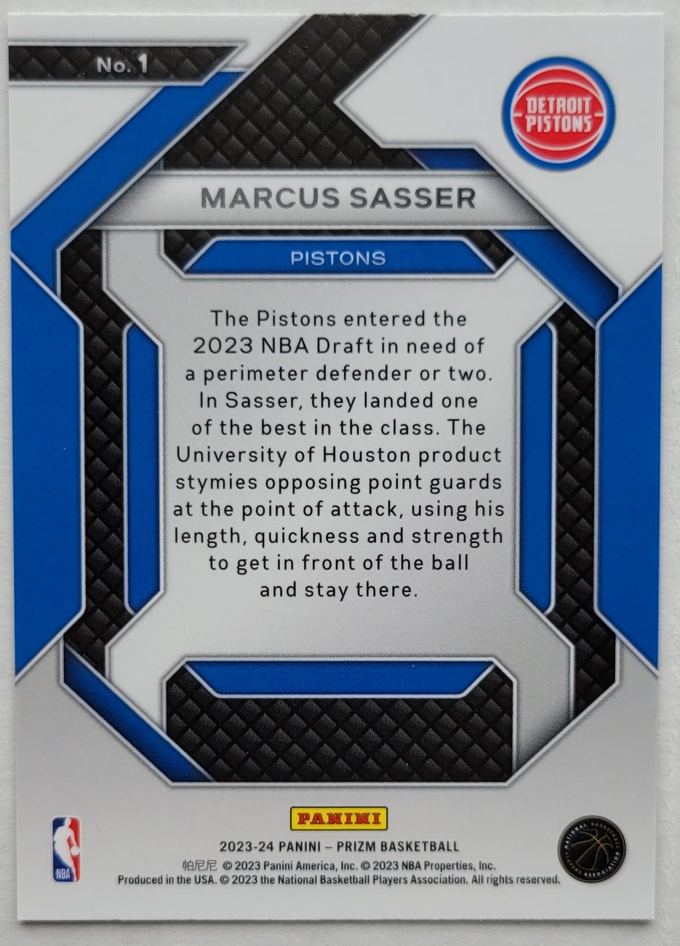 Marcus Sasser - 2023-24 Panini Prizm Emergent #1