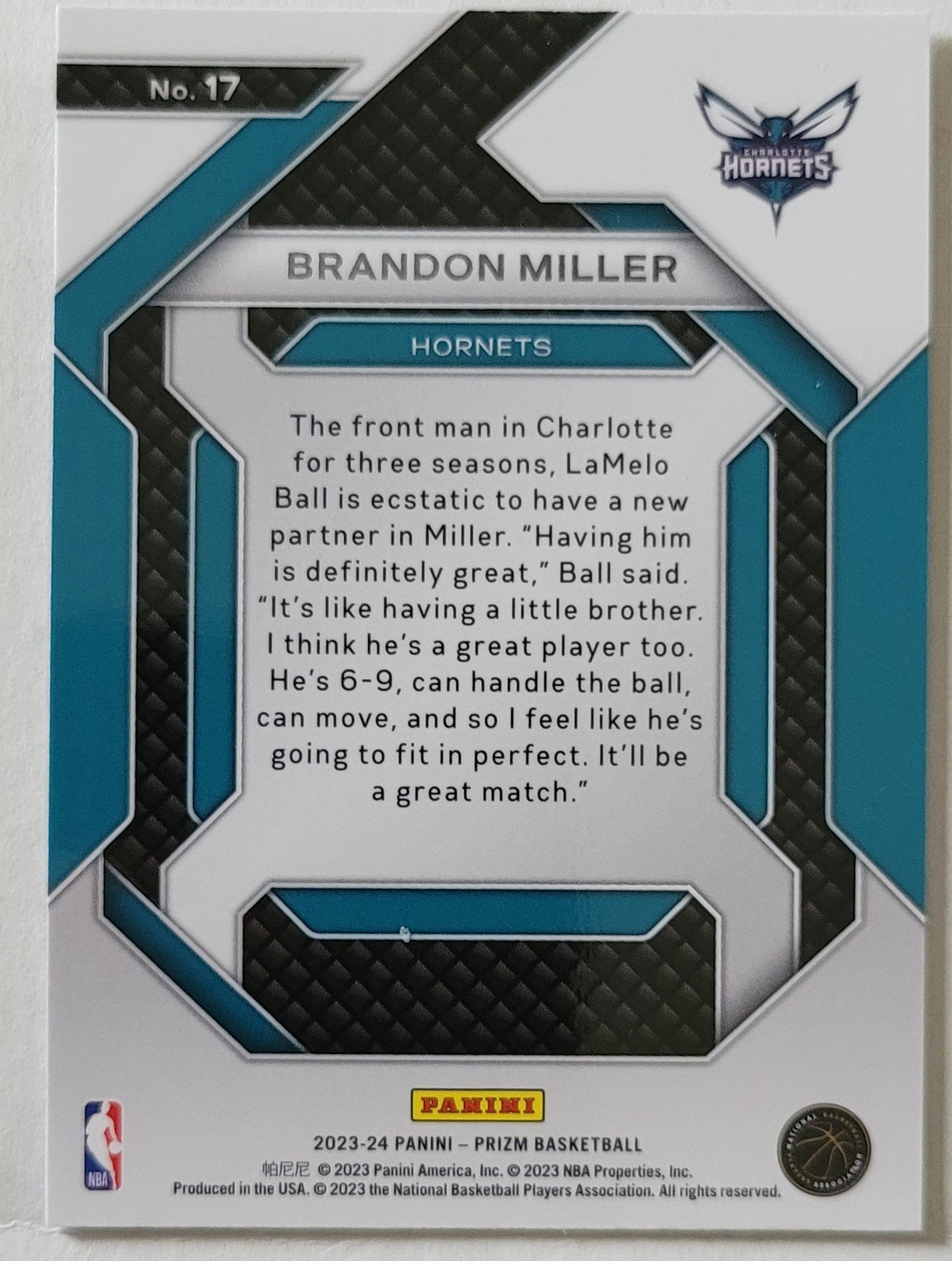 Brandon Miller - 2023-24 Panini Prizm Emergent #17