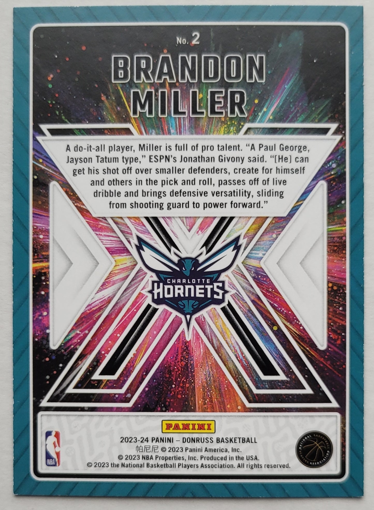 Brandon Miller - 2023-24 Donruss Great X-Pectations #2
