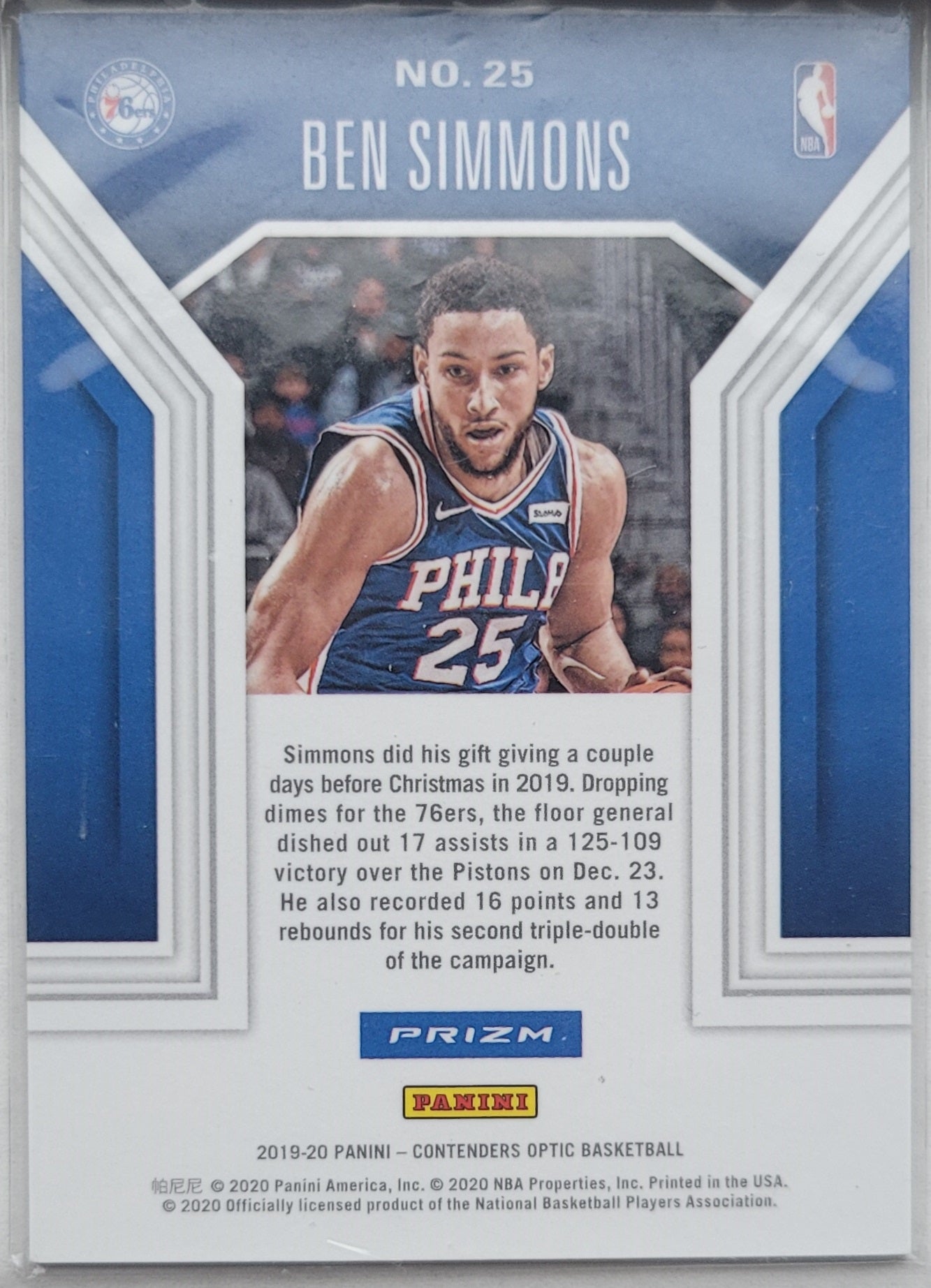 Ben Simmons - 2019-20 Panini Contenders Optic Playing the Numbers Game #25