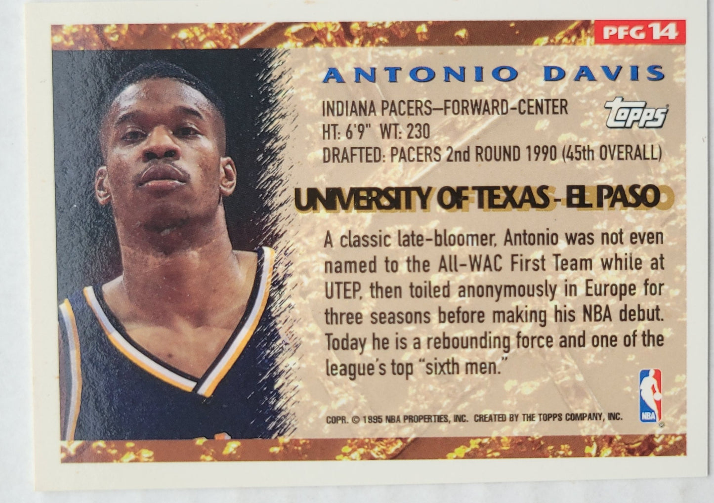 Antonio Davis - 1995-96 Topps Pan For Gold #PFG14