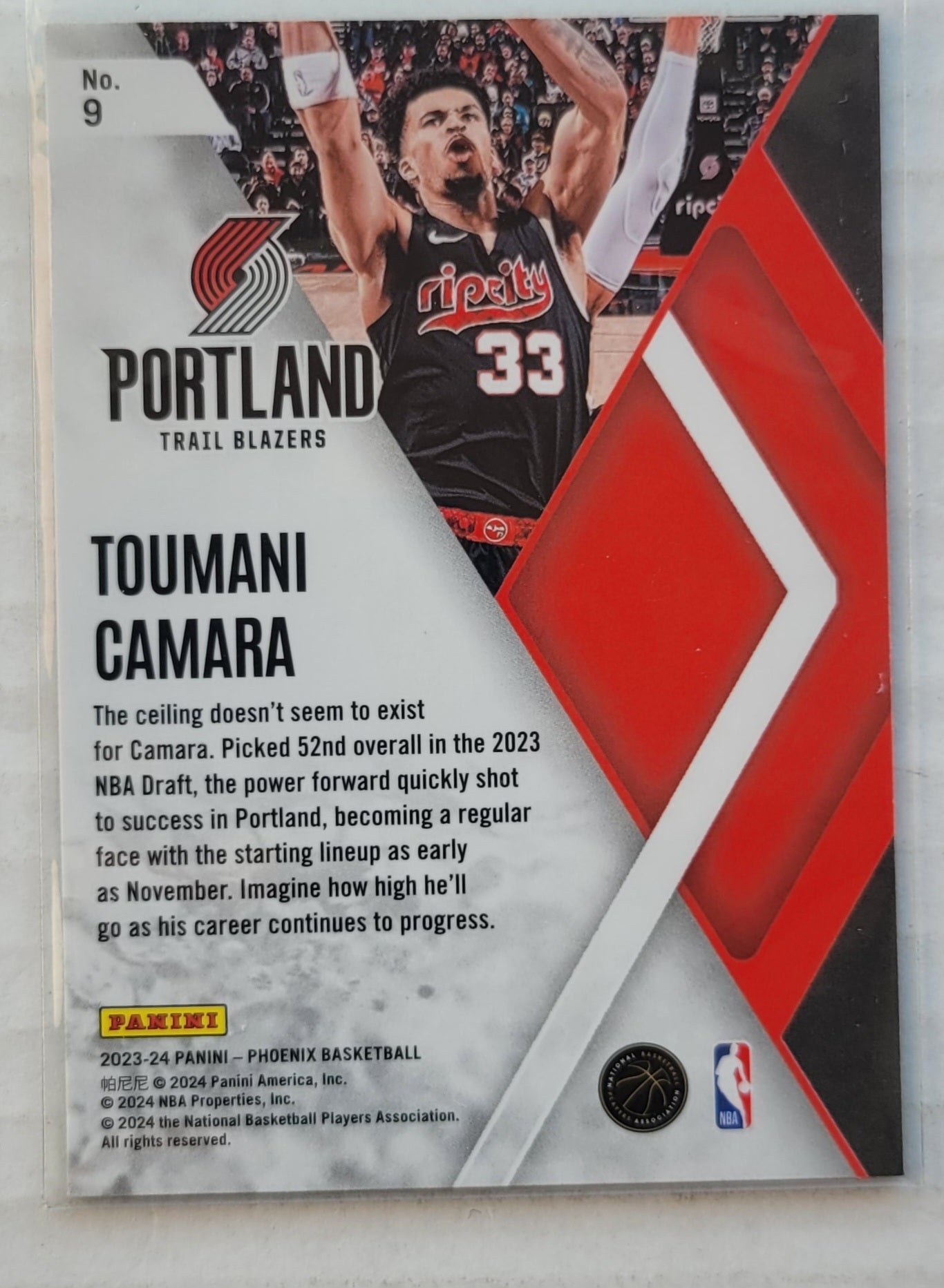Toumani Camara - 2023-24 Panini Phoenix Instant Phenom Teal Lazer #9
