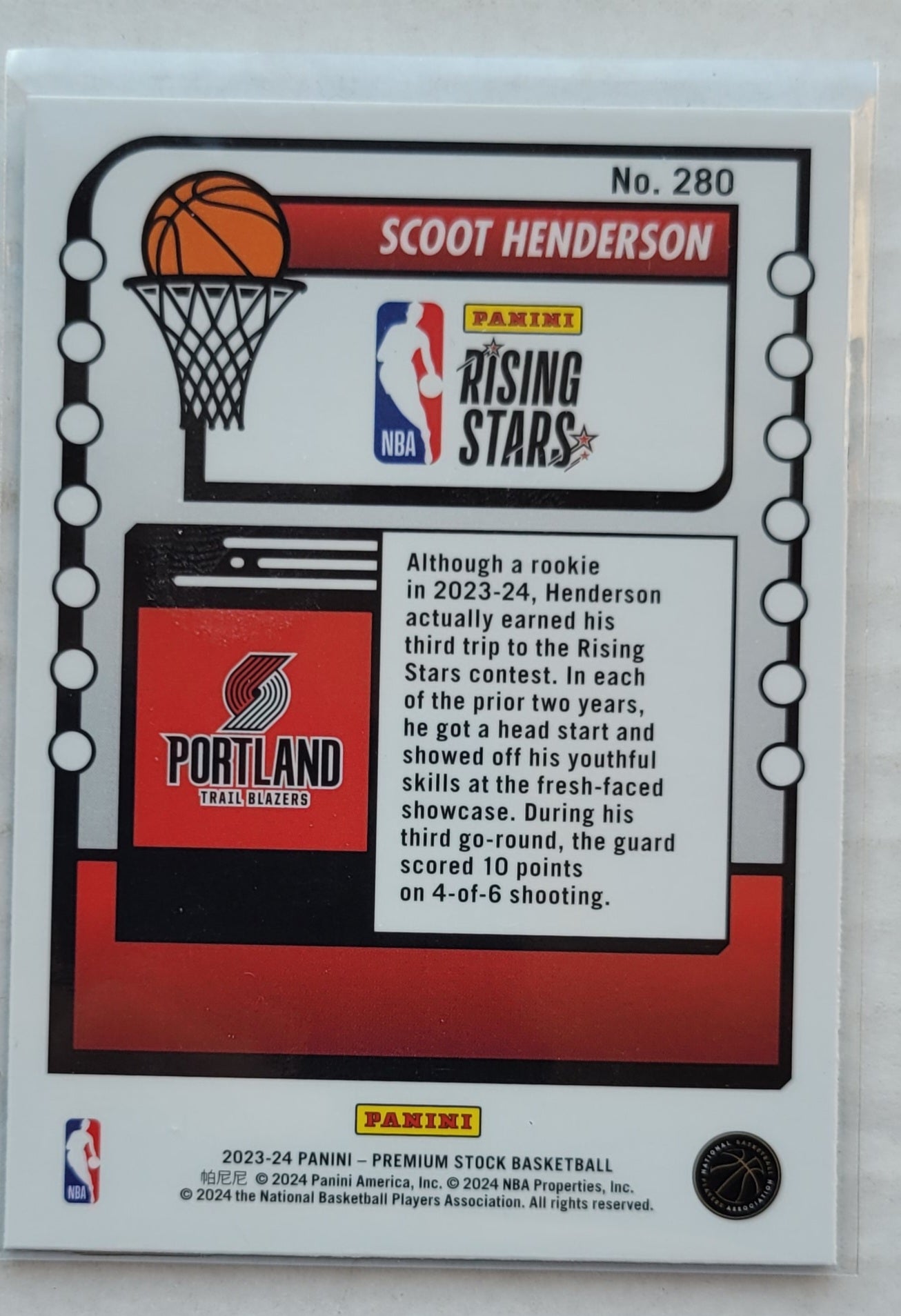 Scoot Henderson - 2023-24 Hoops Premium Stock #280 RC