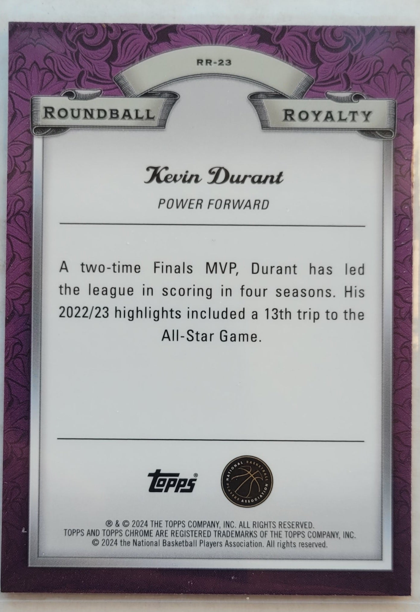 Kevin Durant - 2023-24 Topps Chrome Roundball Royalty #RR23