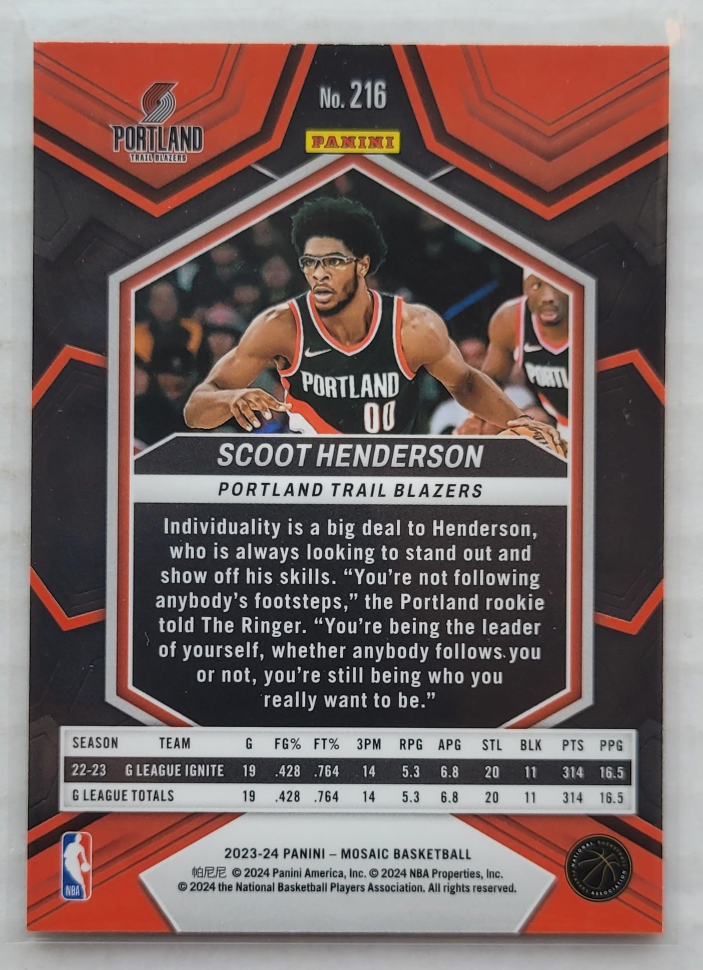 Scoot Henderson - 2023-24 Panini Mosaic #216 RC