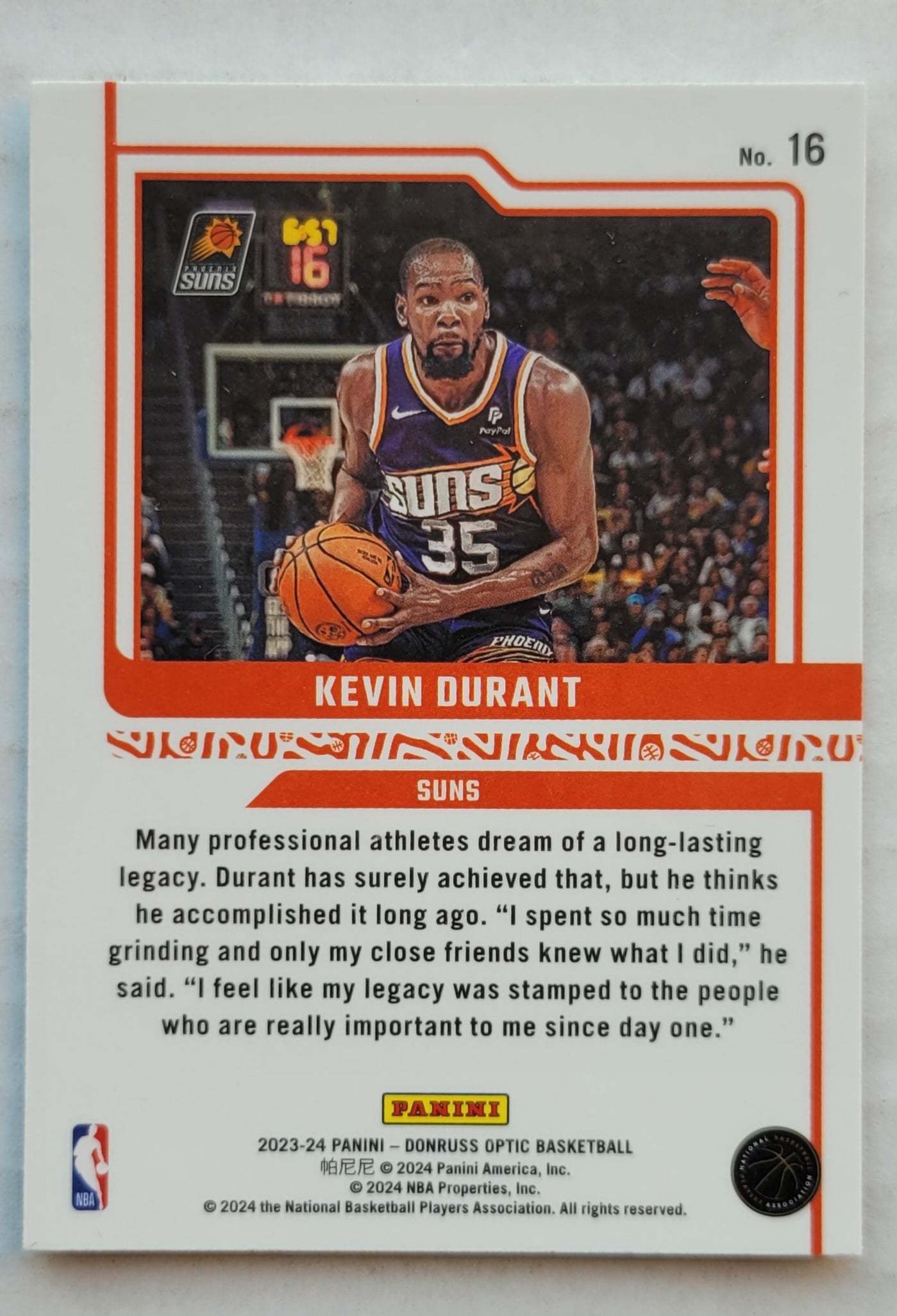 Kevin Durant - 2023-24 Donruss Optic Elite Dominators #16