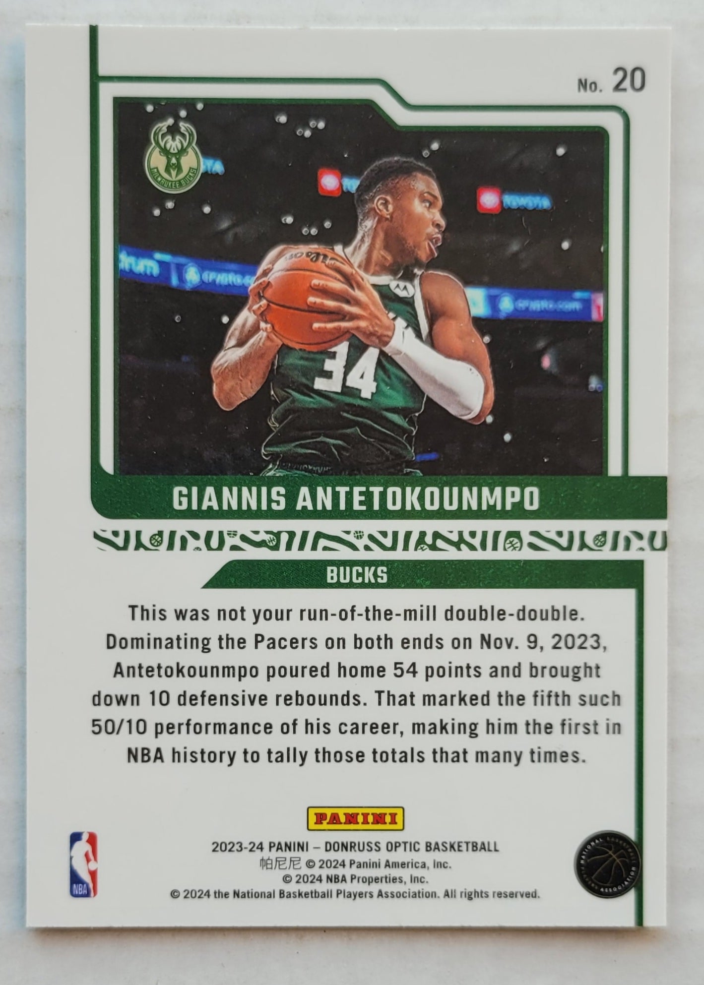 Giannis Antetokounmpo - 2023-24 Donruss Optic Elite Dominators #20