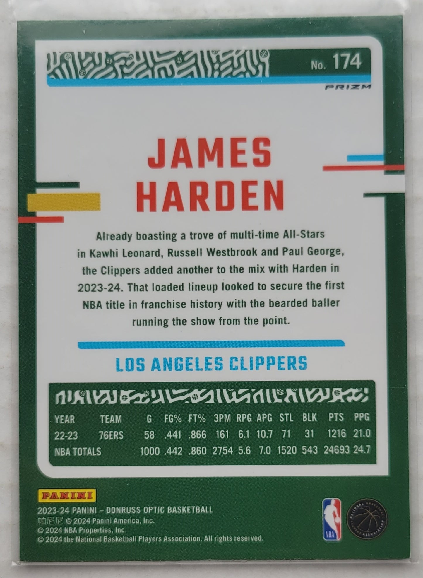 James Harden - 2023-24 Donruss Optic Hyper Green #174