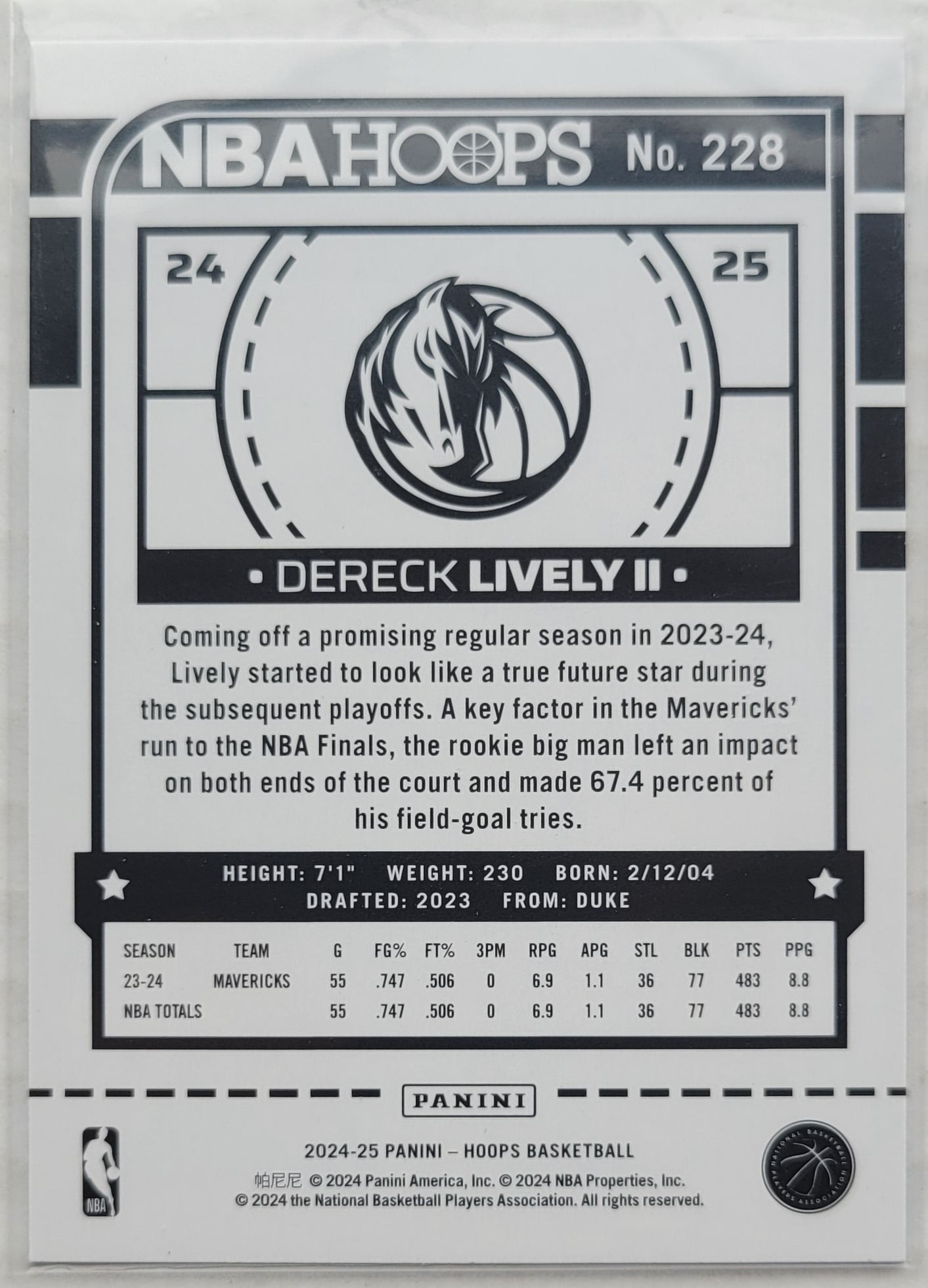 Dereck Lively II - 2024-25 Hoops Purple #228