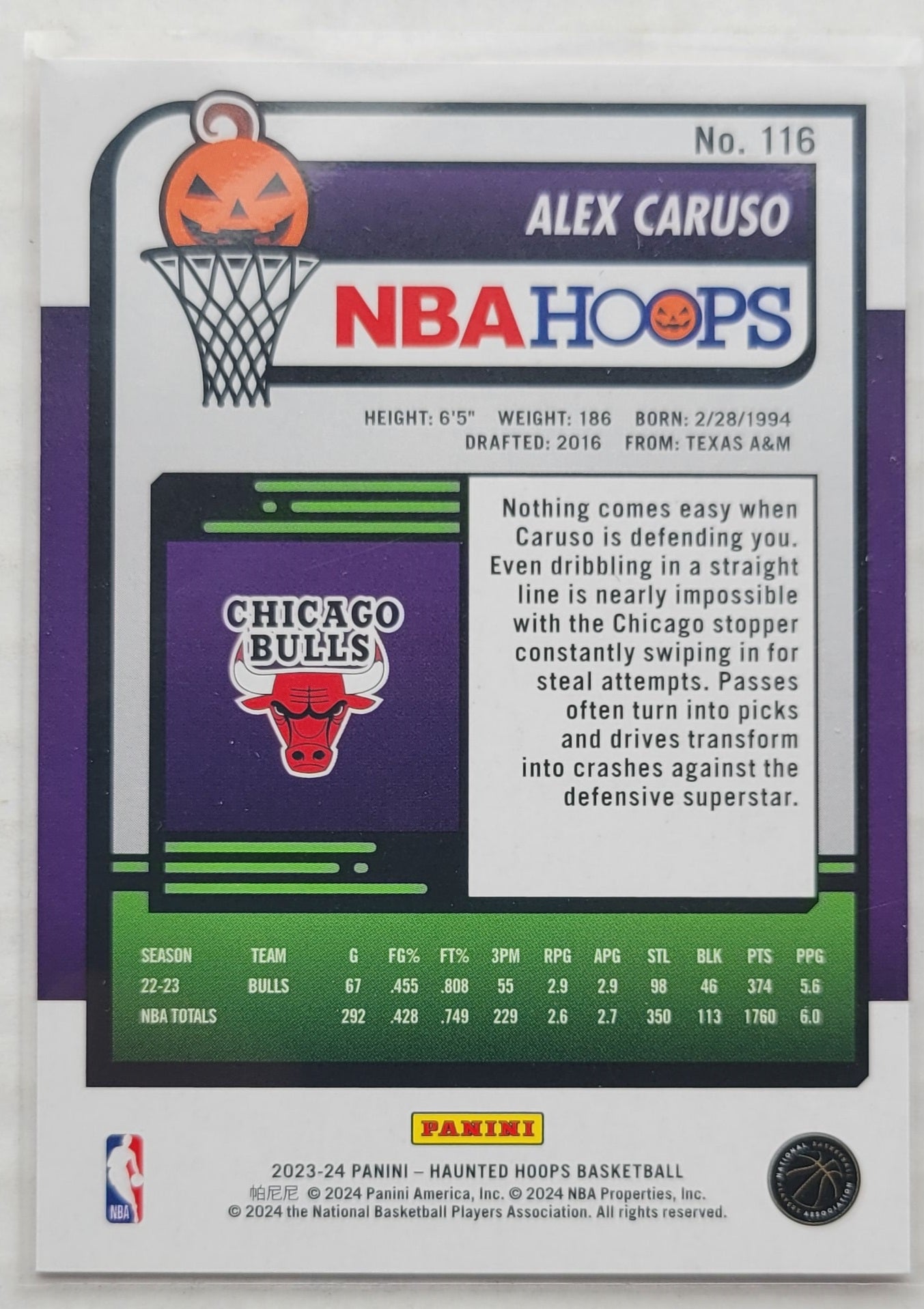 Alex Caruso - 2023-24 Hoops Haunted Hoops Orange #116