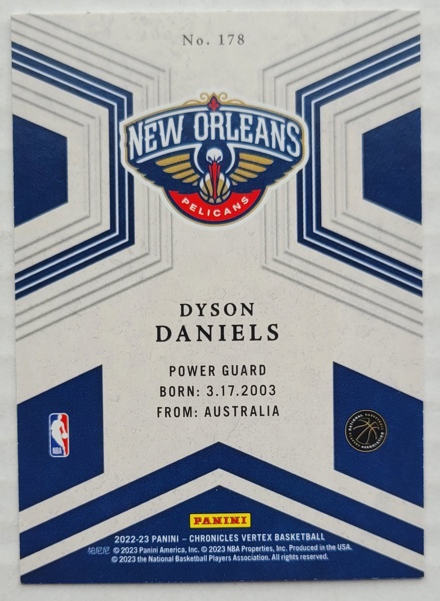 Dyson Daniels - 2022-23 Panini Chronicles #178 Vertex RC