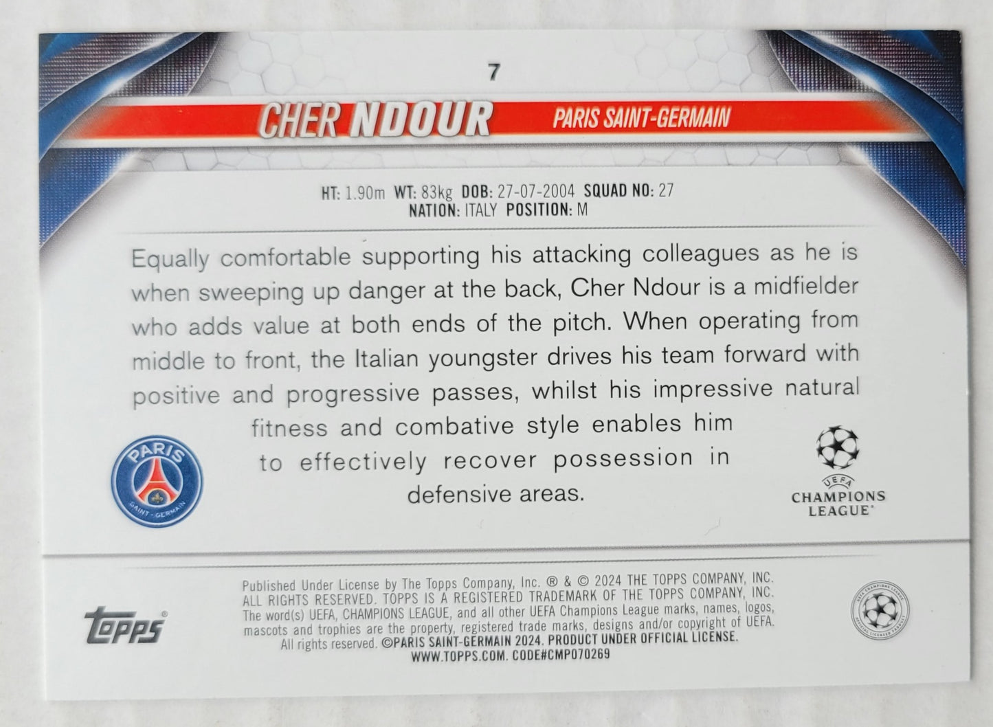 Cher NDour - 2023-24 Topps UEFA Club Competitions Starball Variations #7 FS