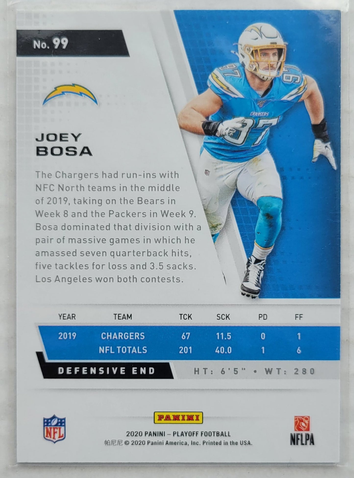 Joey Bosa - 2020 Playoff 1st Down #99 - 17/99