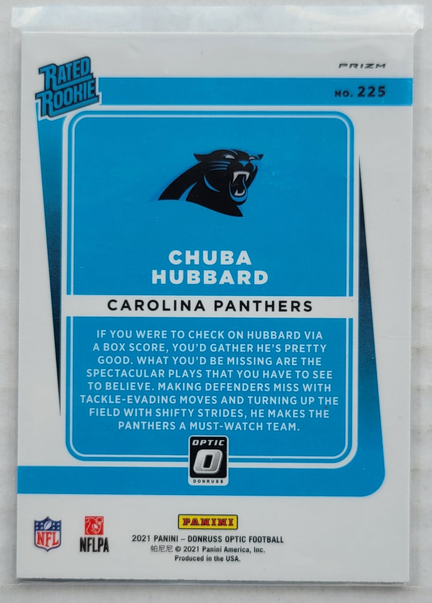 Chuba Hubbard - 2021 Donruss Optic Purple Shock #225 RR RC