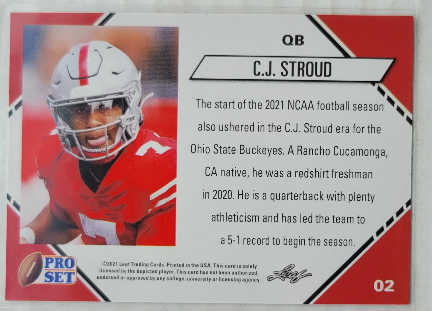 C.J. Stroud - 2021 Leaf Pro Set College #2 RC
