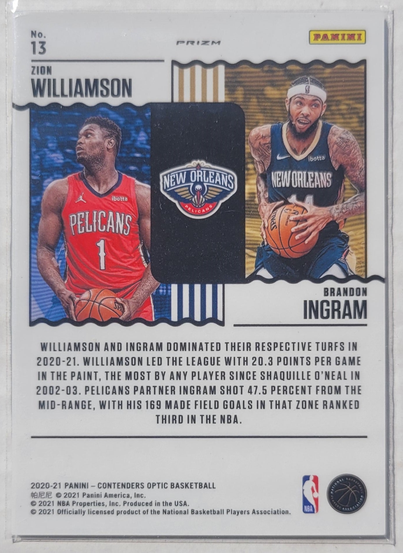 Zion Williamson / Brandon Ingram - 2020-21 Panini Contenders Optic Team Tandems #13