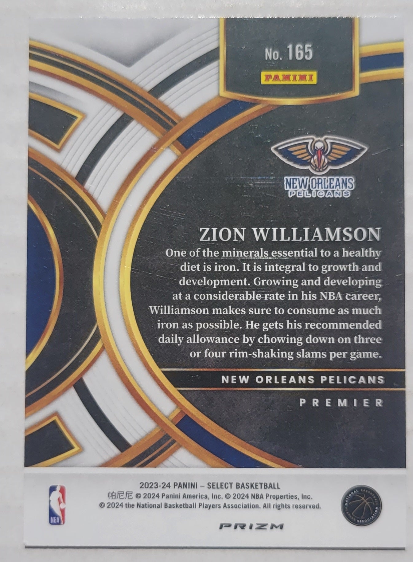 Zion Williamson - 2023-24 Select Prizms Green White Purple #165