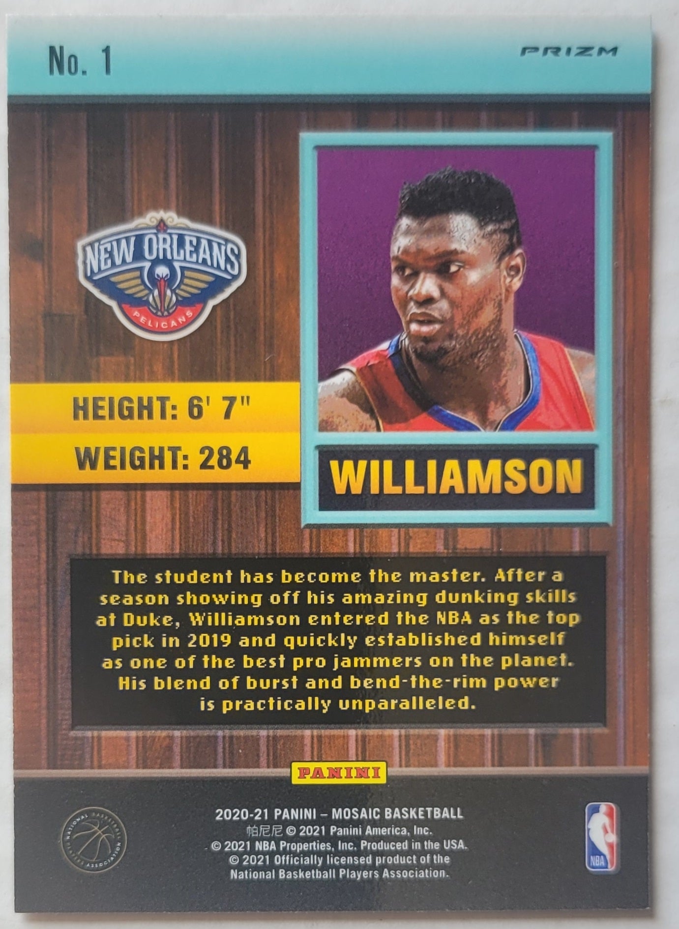 Zion Williamson - 2020-21 Panini Mosaic Jam Masters Mosaic Green #1