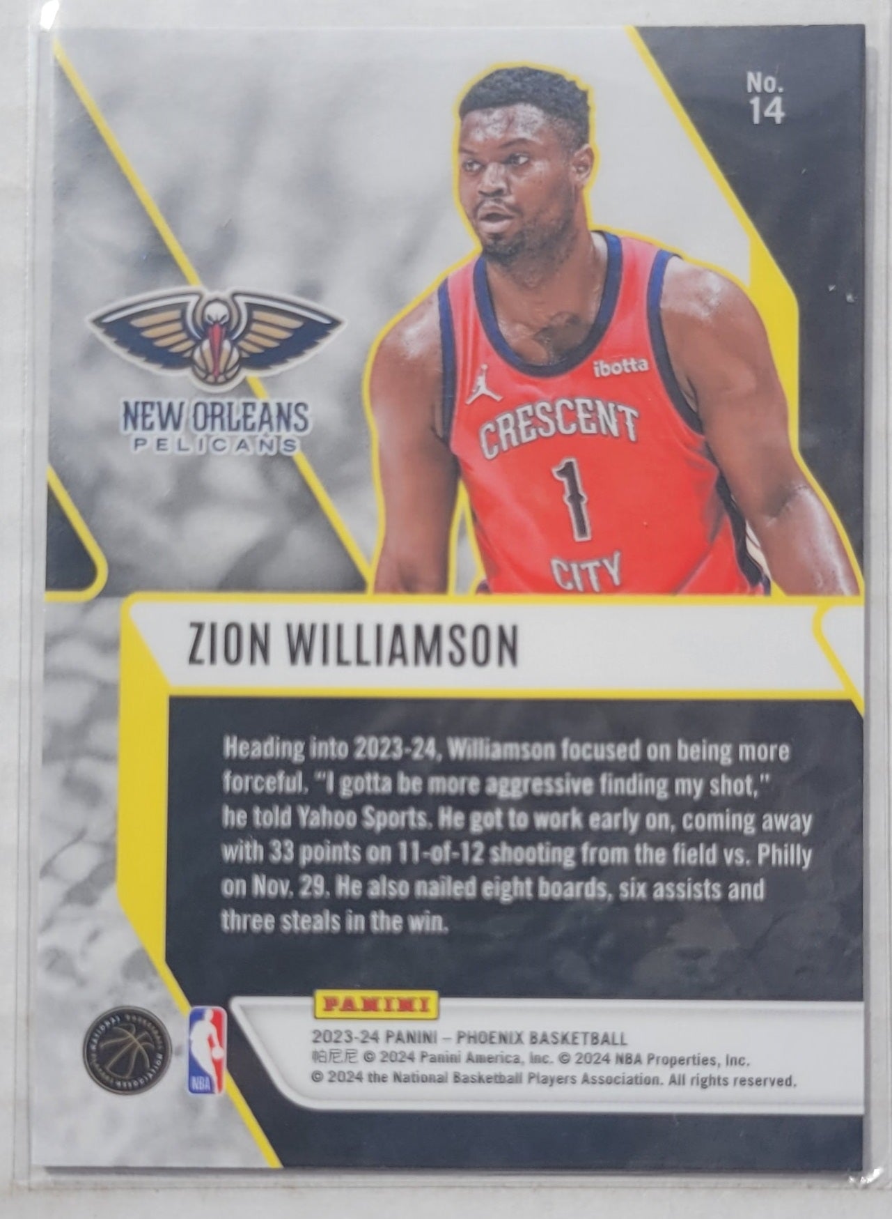 Zion Williamson - 2023-24 Panini Phoenix Fade To Black Phoenix #14