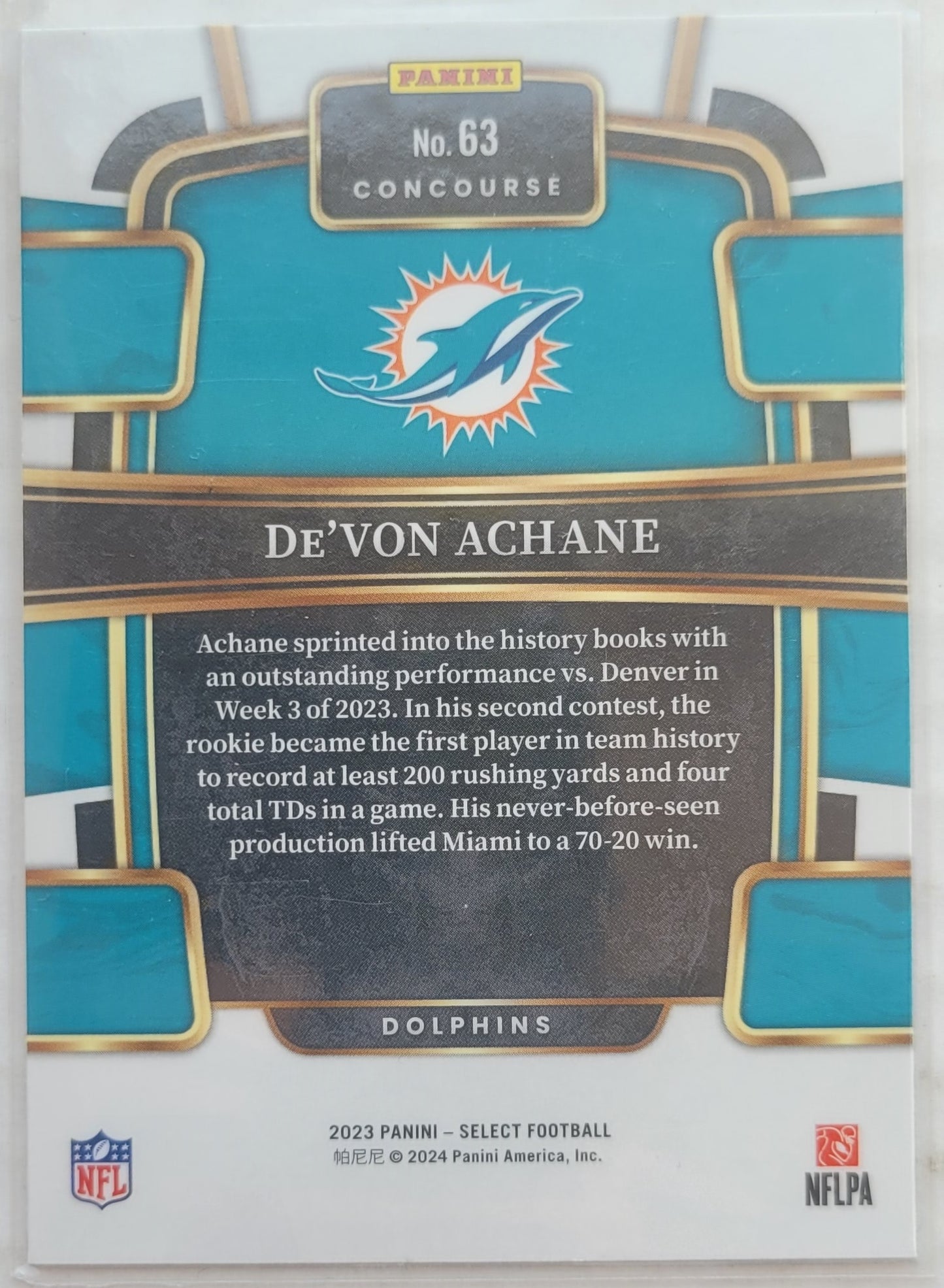 De'Von Achane - 2023 Select #63 RC