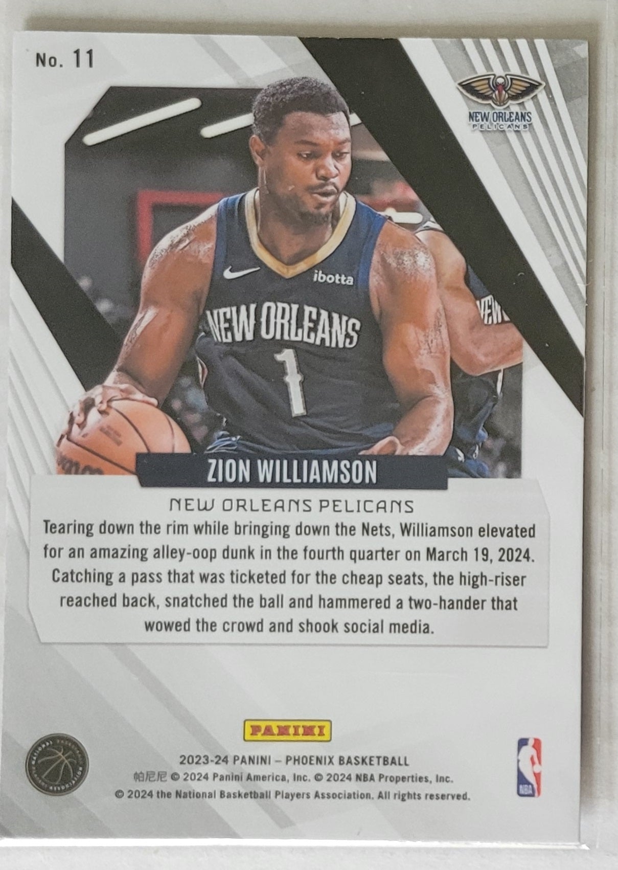 Zion Williamson - 2023-24 Panini Phoenix Blue Ice #11