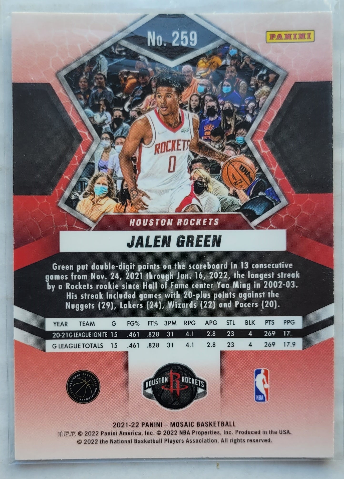 Jalen Green - 2021-22 Panini Mosaic #259 NP RC