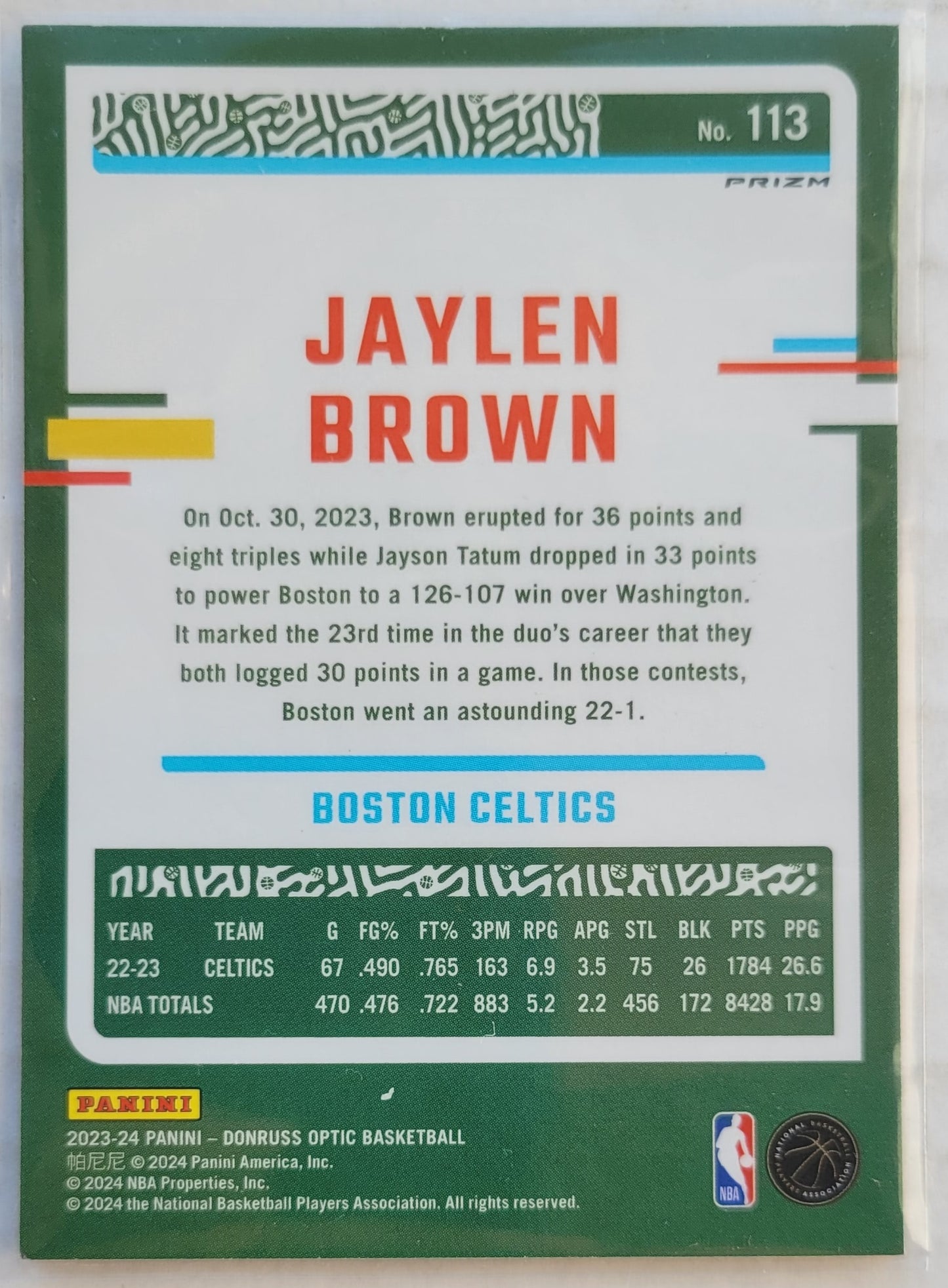 Jaylen Brown - 2023-24 Donruss Optic Holo #113