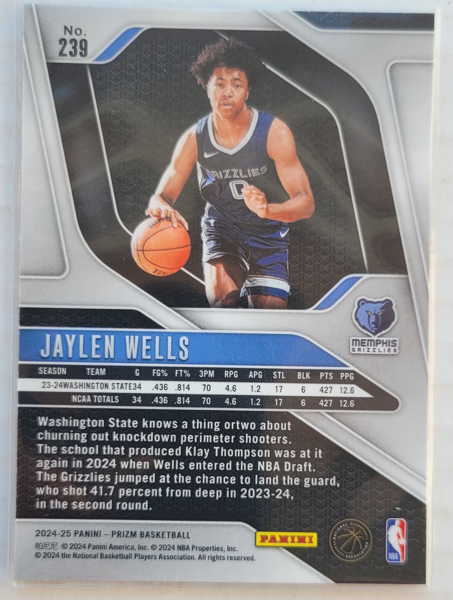 Jaylen Wells - 2024-25 Panini Prizm #239 RC
