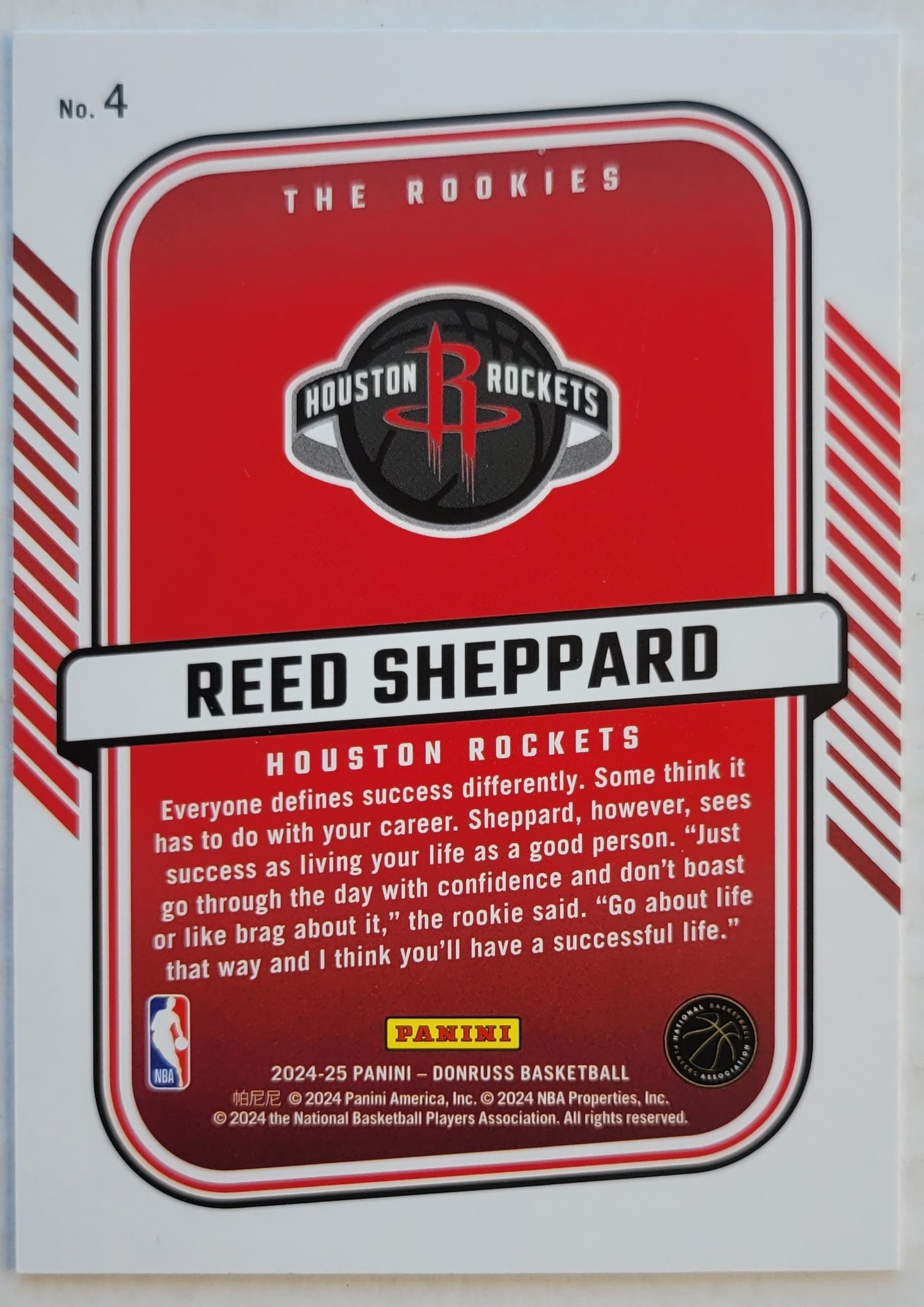 Reed Sheppard - 2024-25 Donruss The Rookies #4