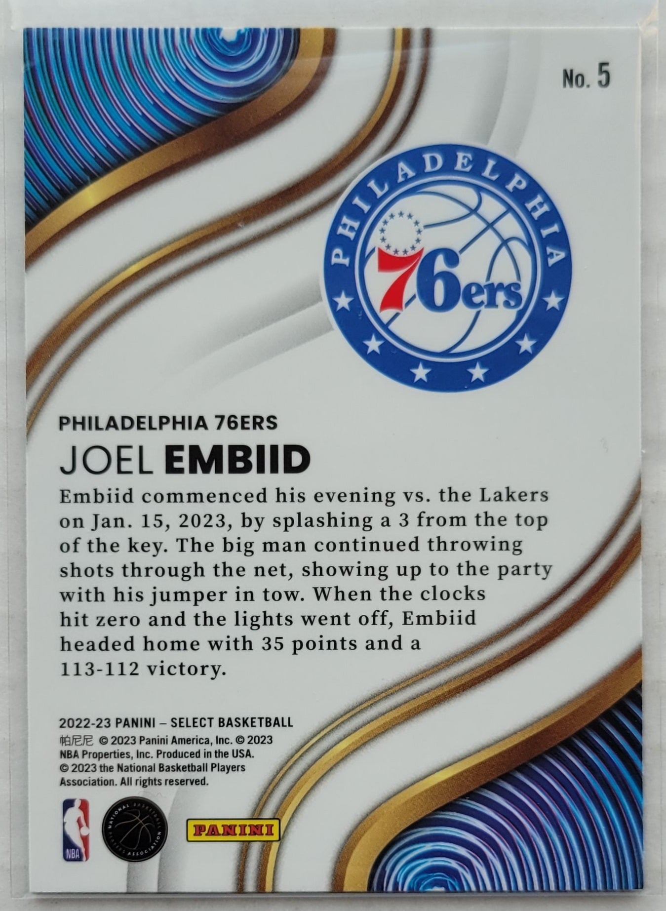 Joel Embiid - 2022-23 Select Unstoppable #5