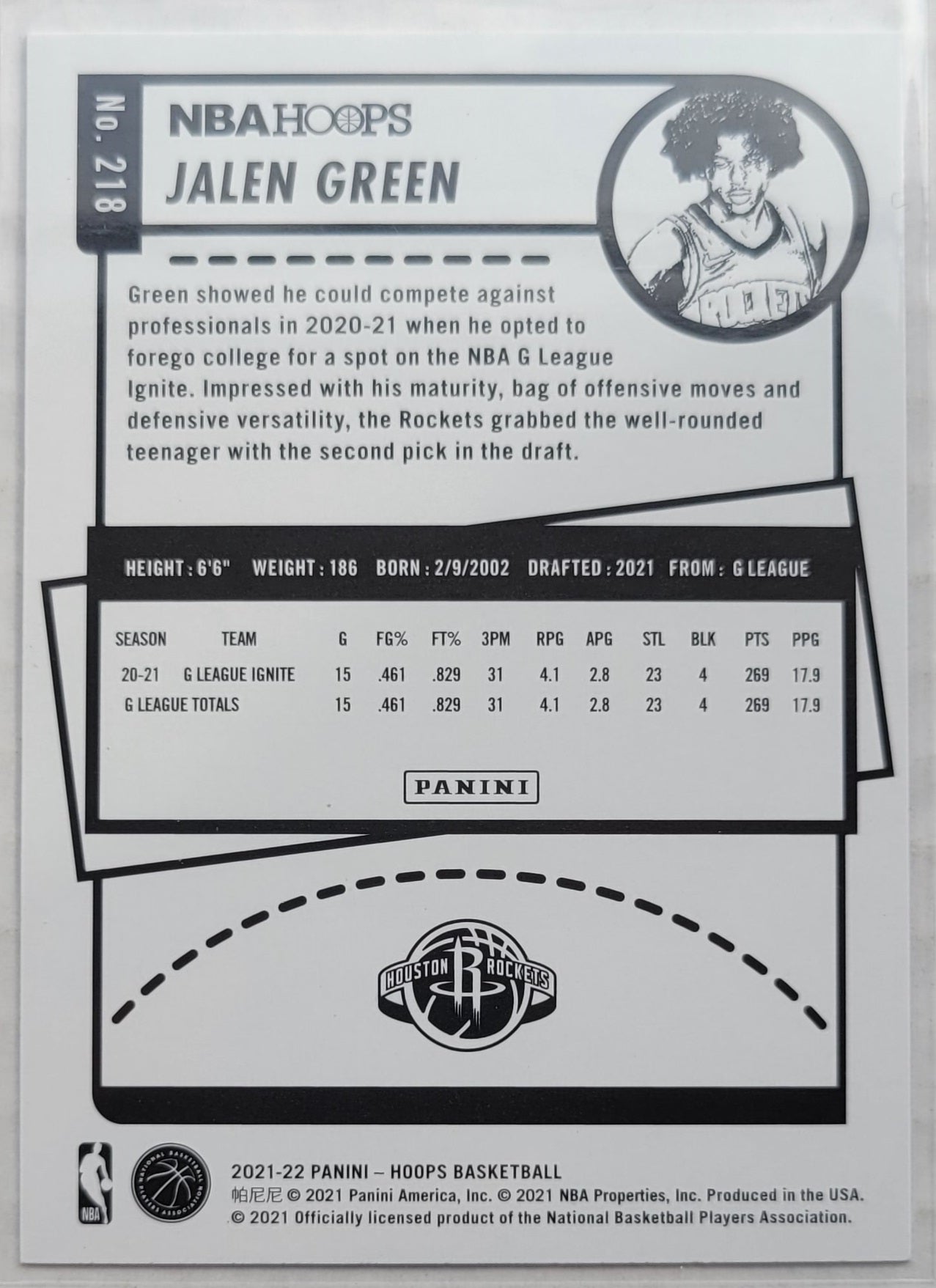 Jalen Green - 2021-22 Hoops Purple #218 RC