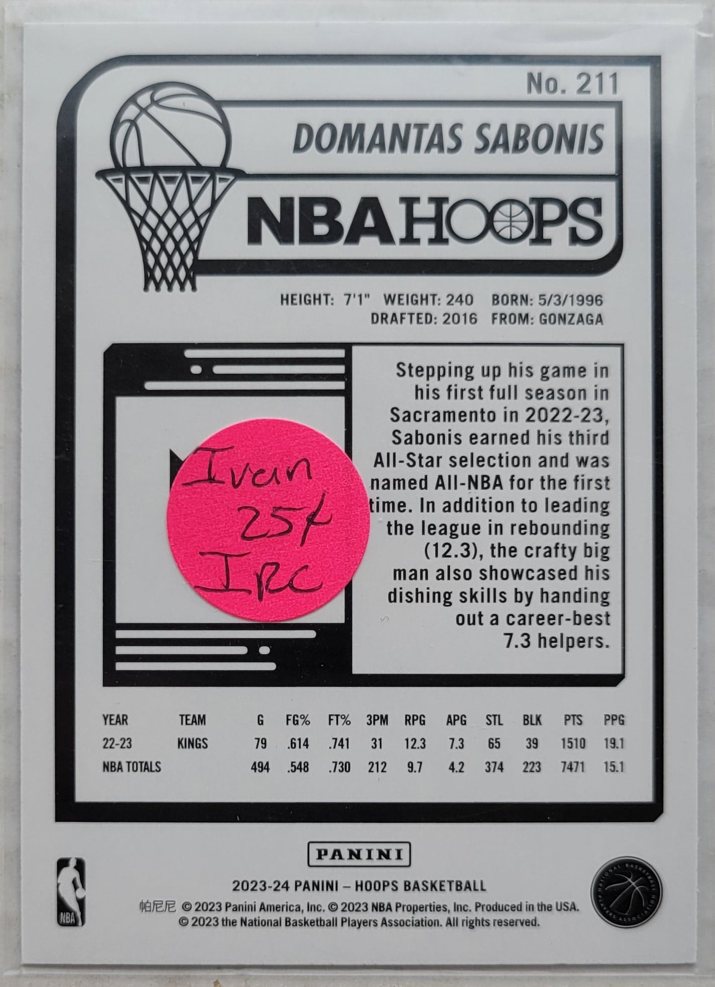Domantas Sabonis - 2023-24 Hoops Blue #211