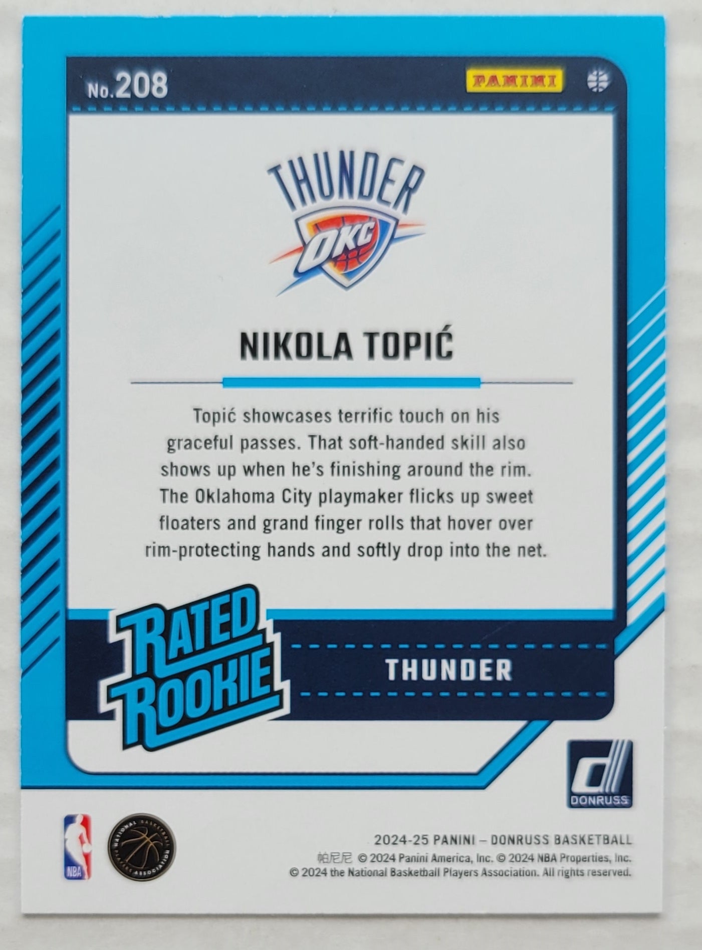 Nikola Topic - 2024-25 Donruss Holo Green Laser #208 RR RC