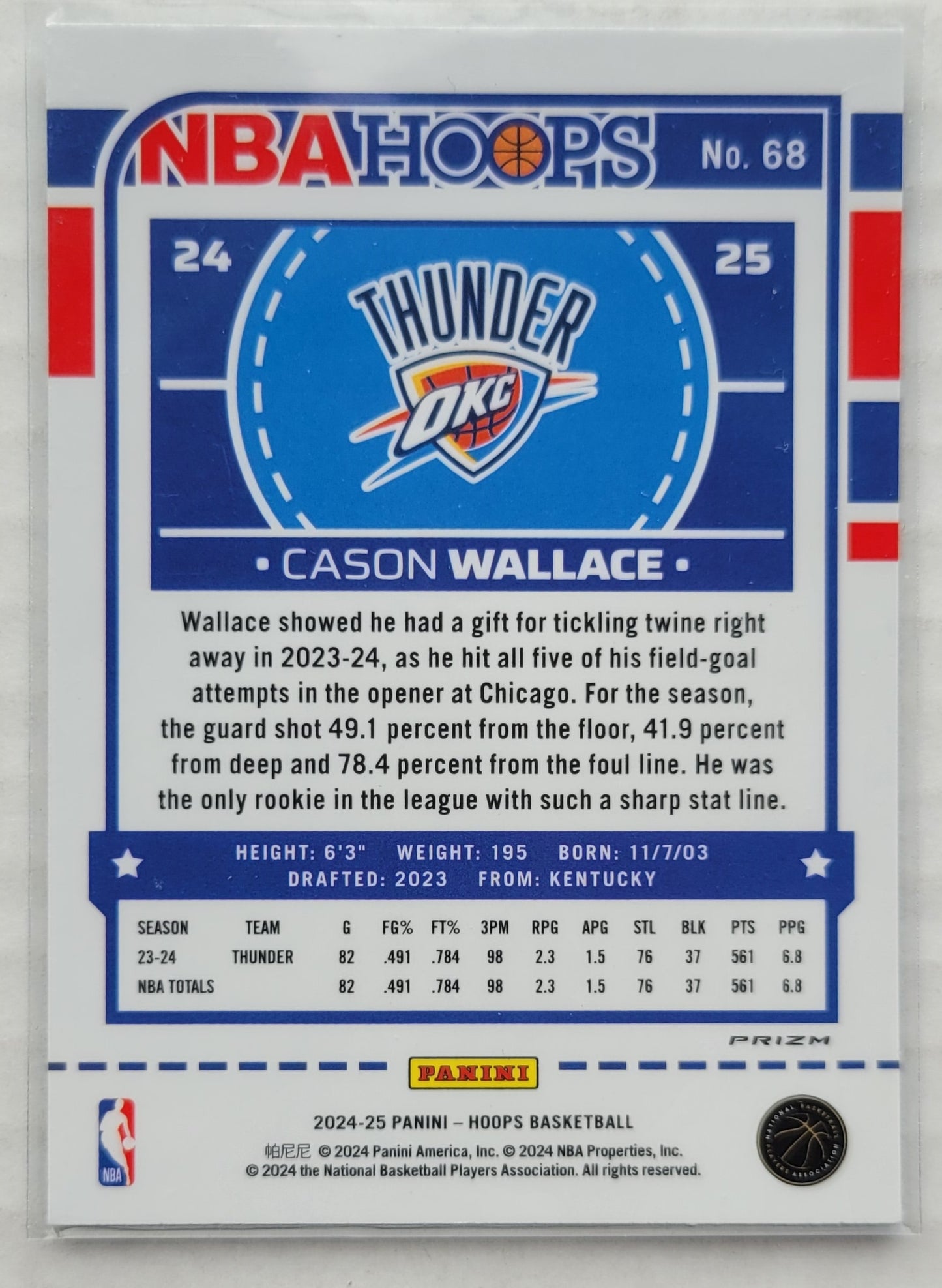 Cason Wallace - 2024-25 Hoops Premium Prizms Green #68