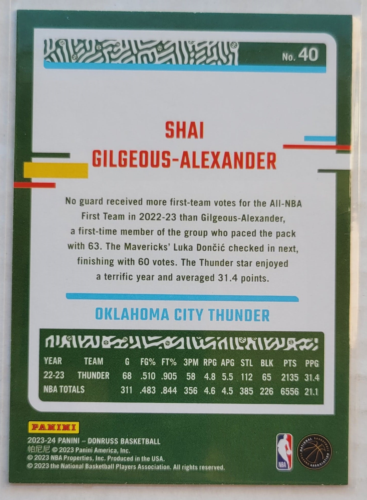 Shai Gilgeous-Alexander - 2023-24 Donruss Yellow Flood #40