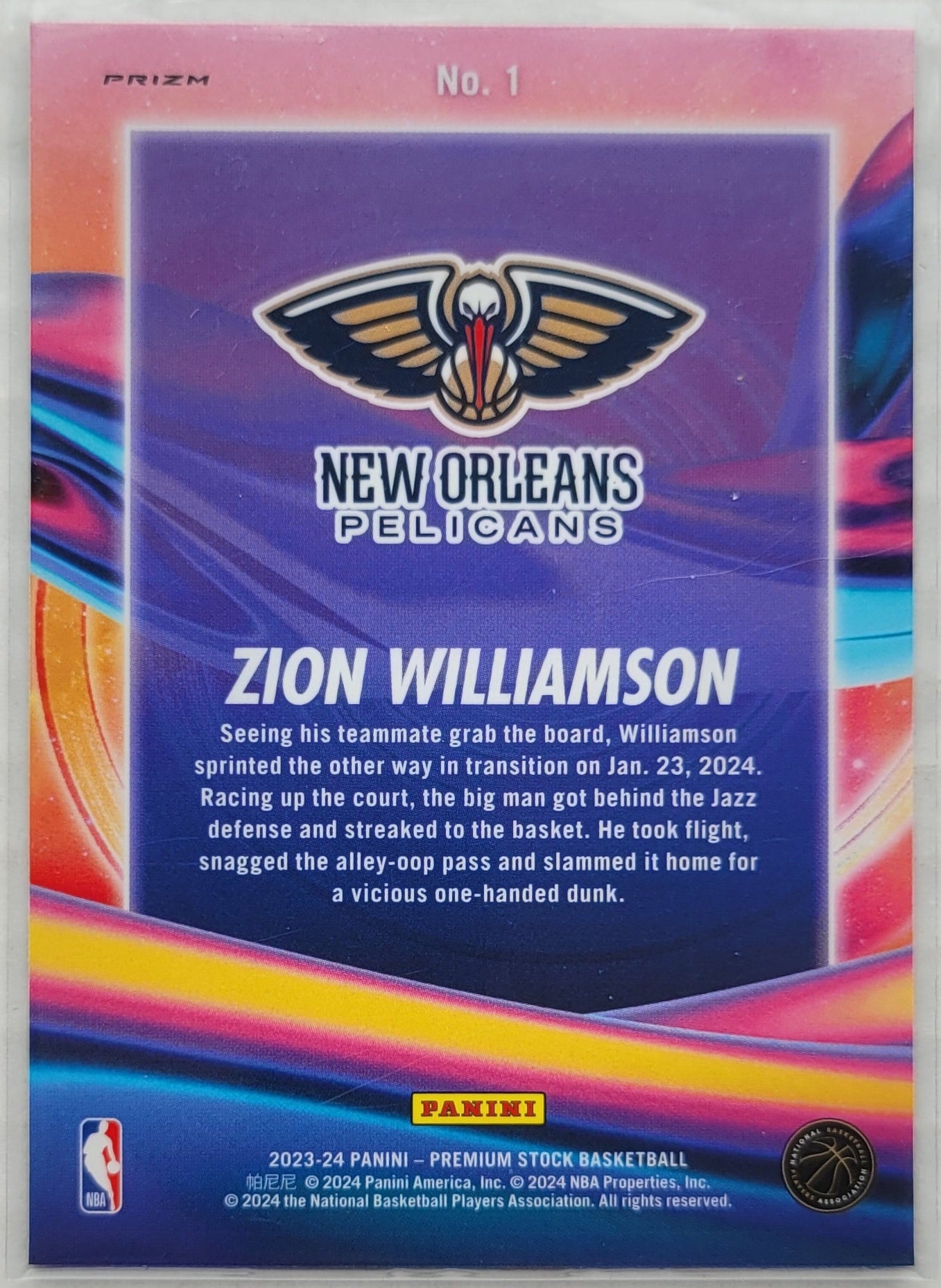 Zion Williamson - 2023-24 Hoops Premium Stock Anti Gravity Silver Prizm #1