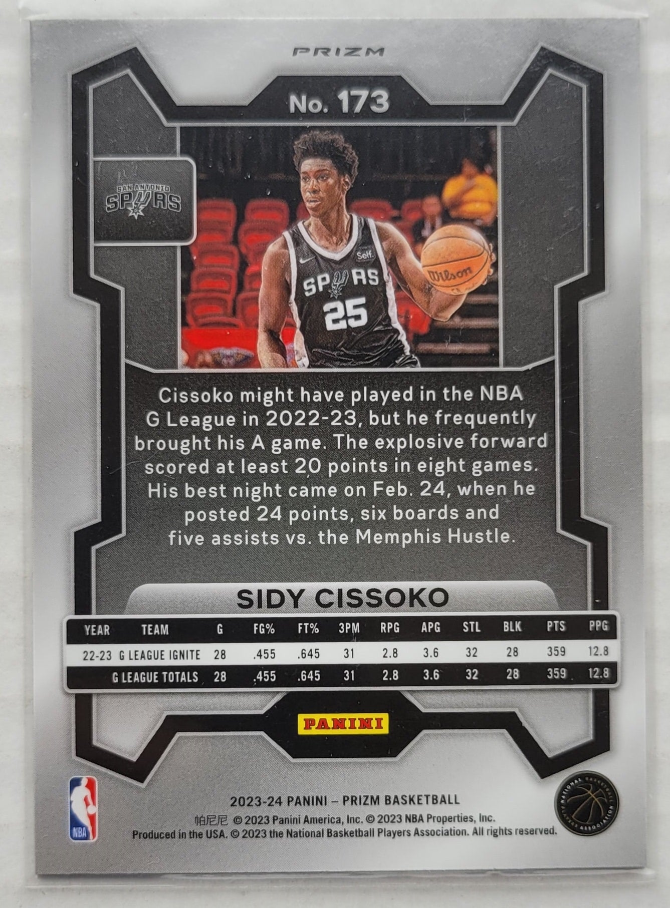 Sidy Cissoko - 2023-24 Panini Prizm Prizms Green #173 RC