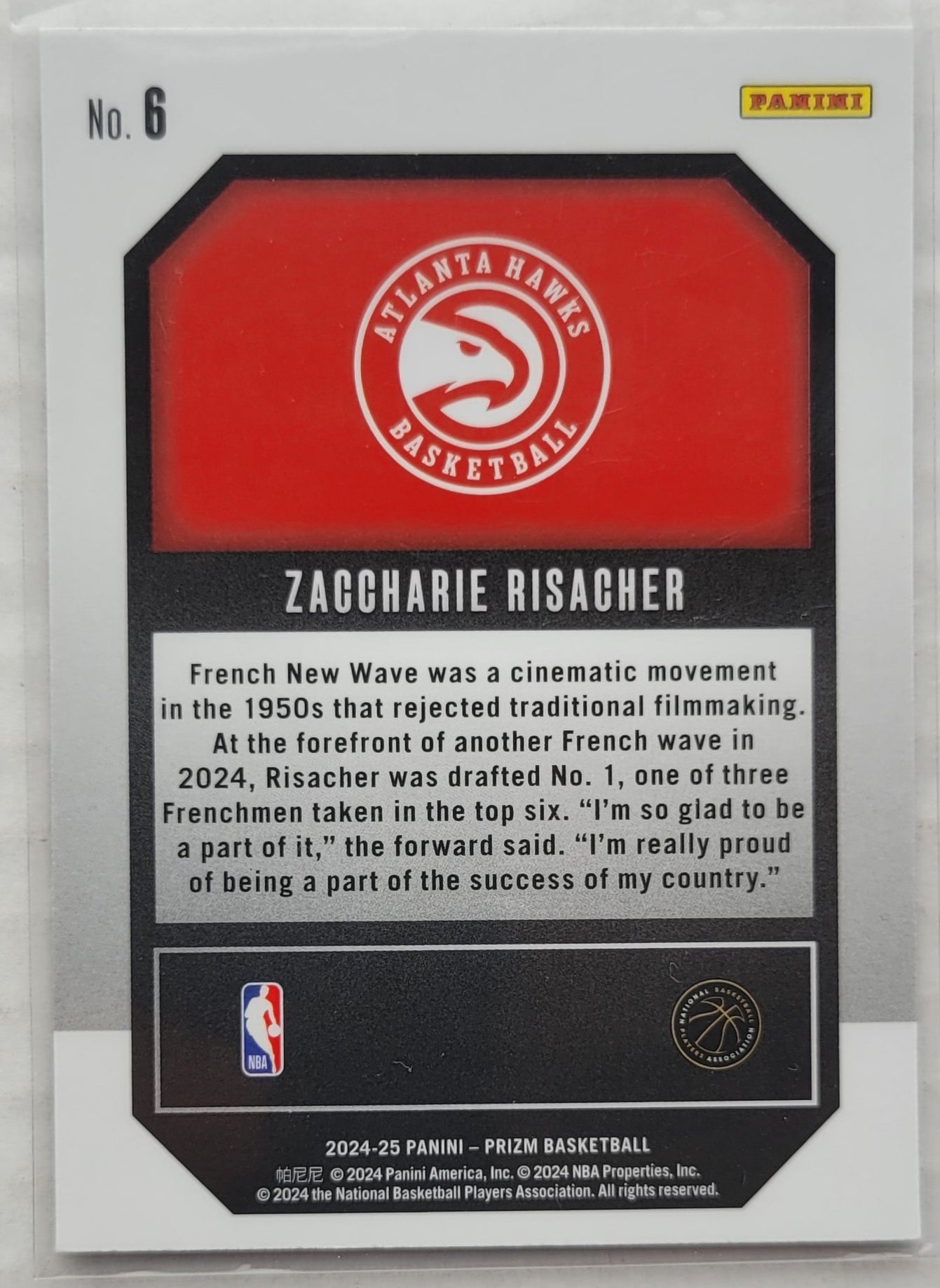 Zaccharie Risacher - 2024-25 Panini Prizm Emergent #6