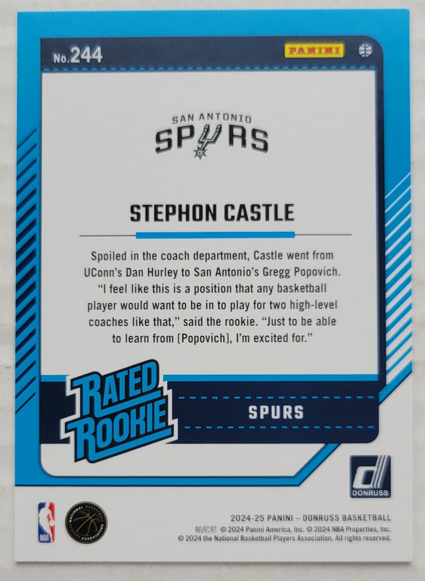 Stephon Castle - 2024-25 Donruss #244 RR RC
