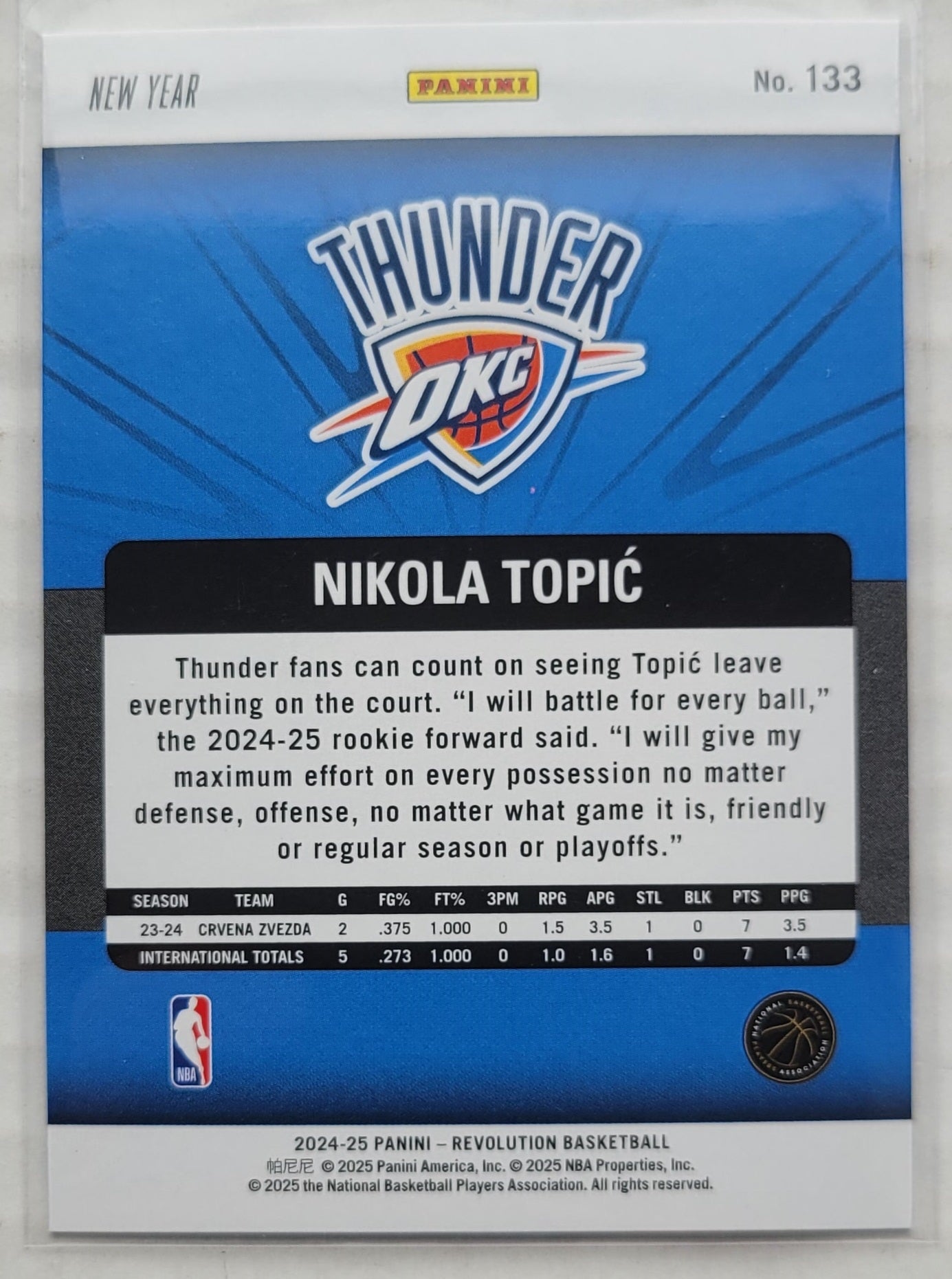 Nikola Topic - 2024-25 Panini Revolution Chinese New Year #133 RC