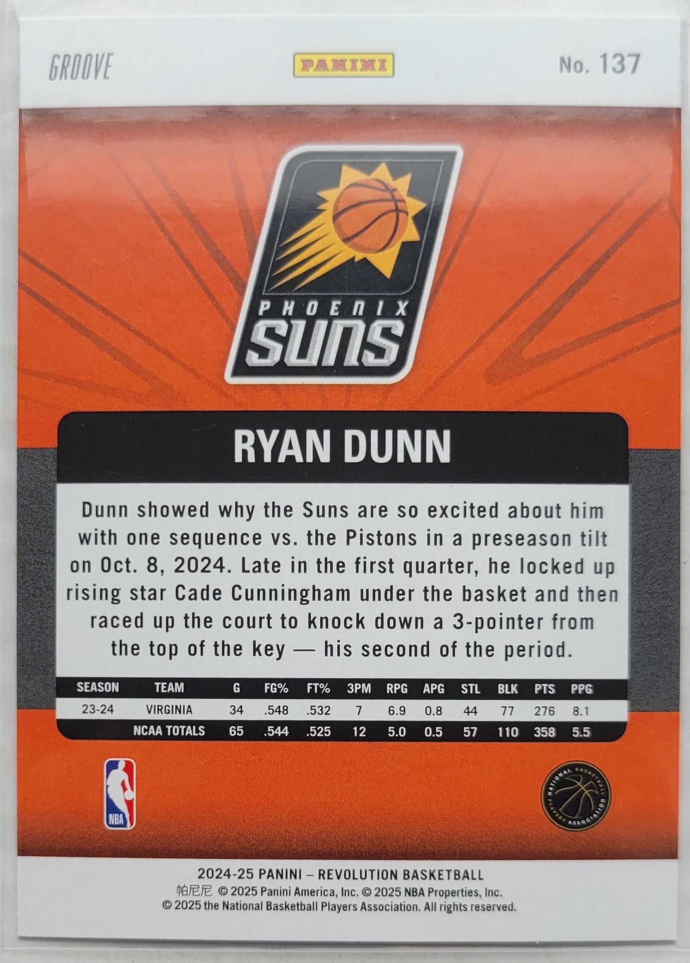 Ryan Dunn - 2024-25 Panini Revolution Groove #137 RC