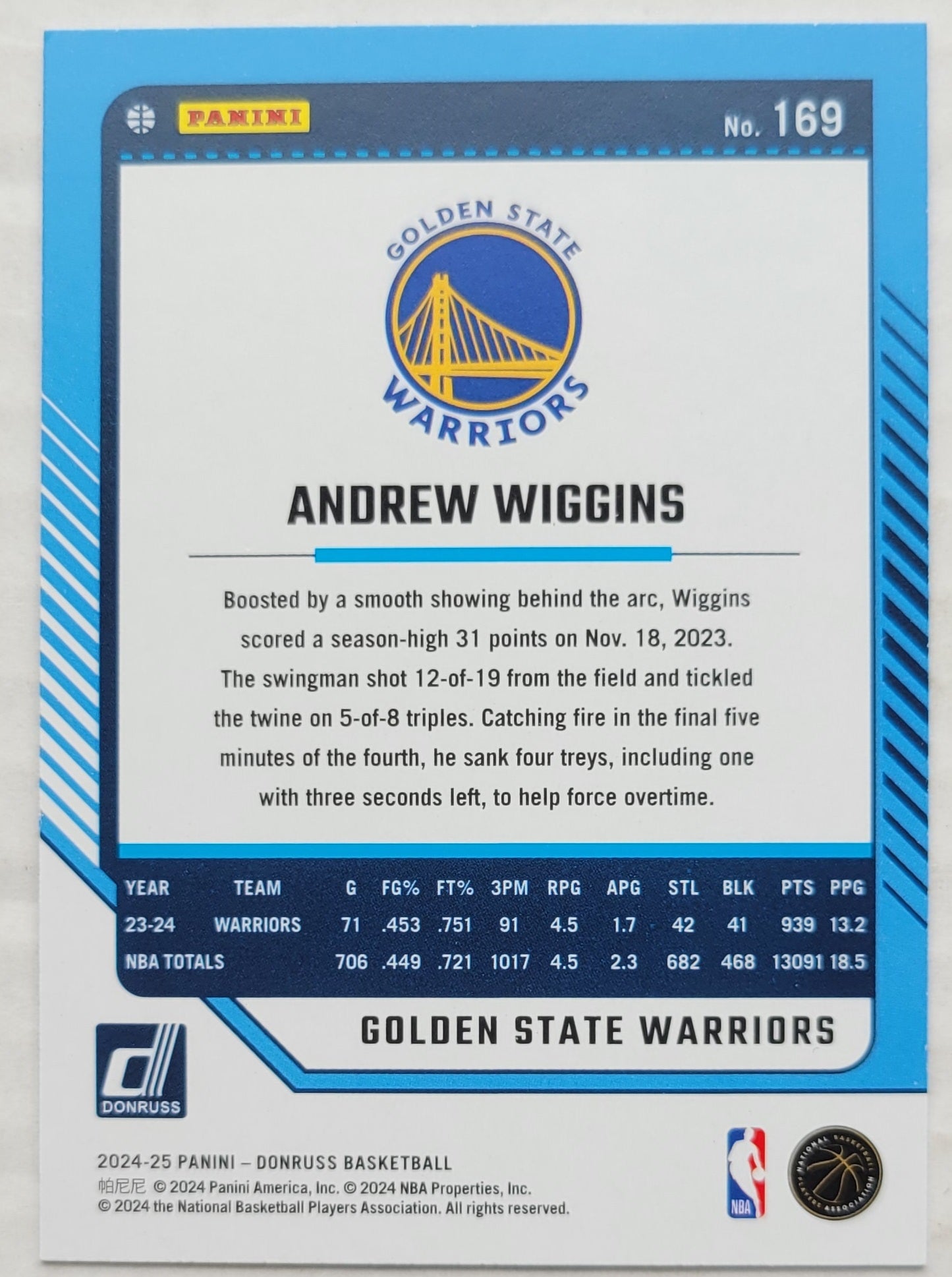 Andrew Wiggins - 2024-25 Donruss Holo Green Laser #169