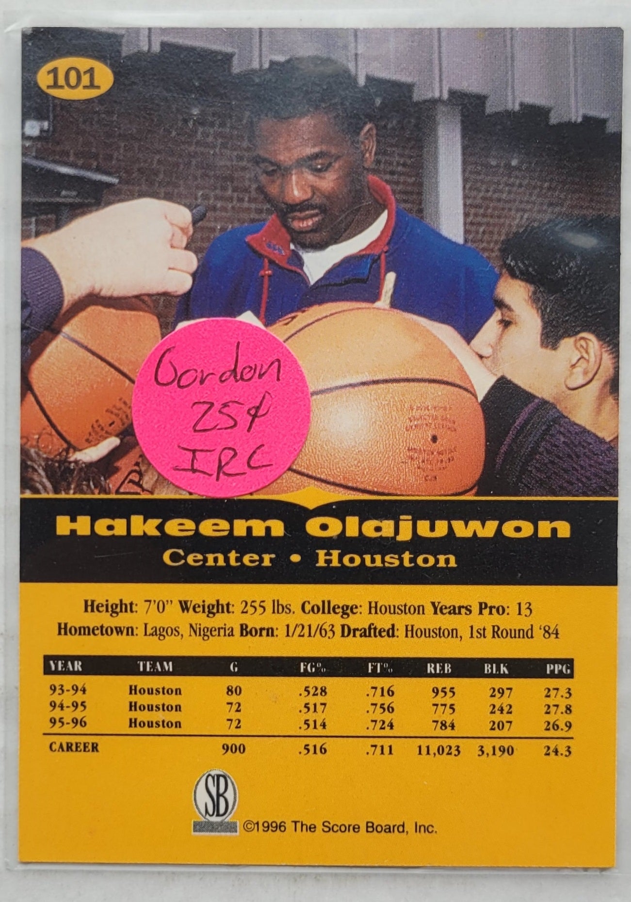 Hakeem Olajuwon - 1996-97 Score Board All Sport PPF #101