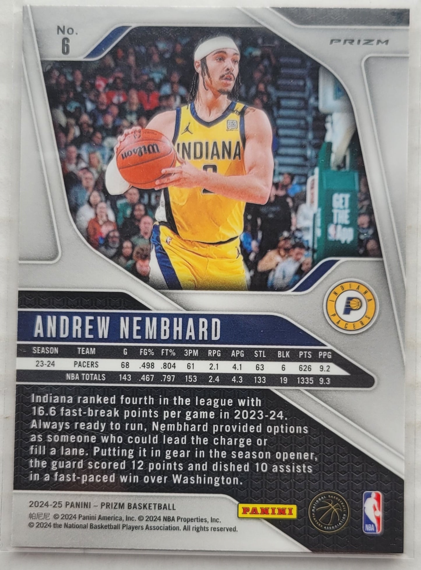 Andrew Nembhard - 2024-25 Panini Prizm Prizms Red Ice #6