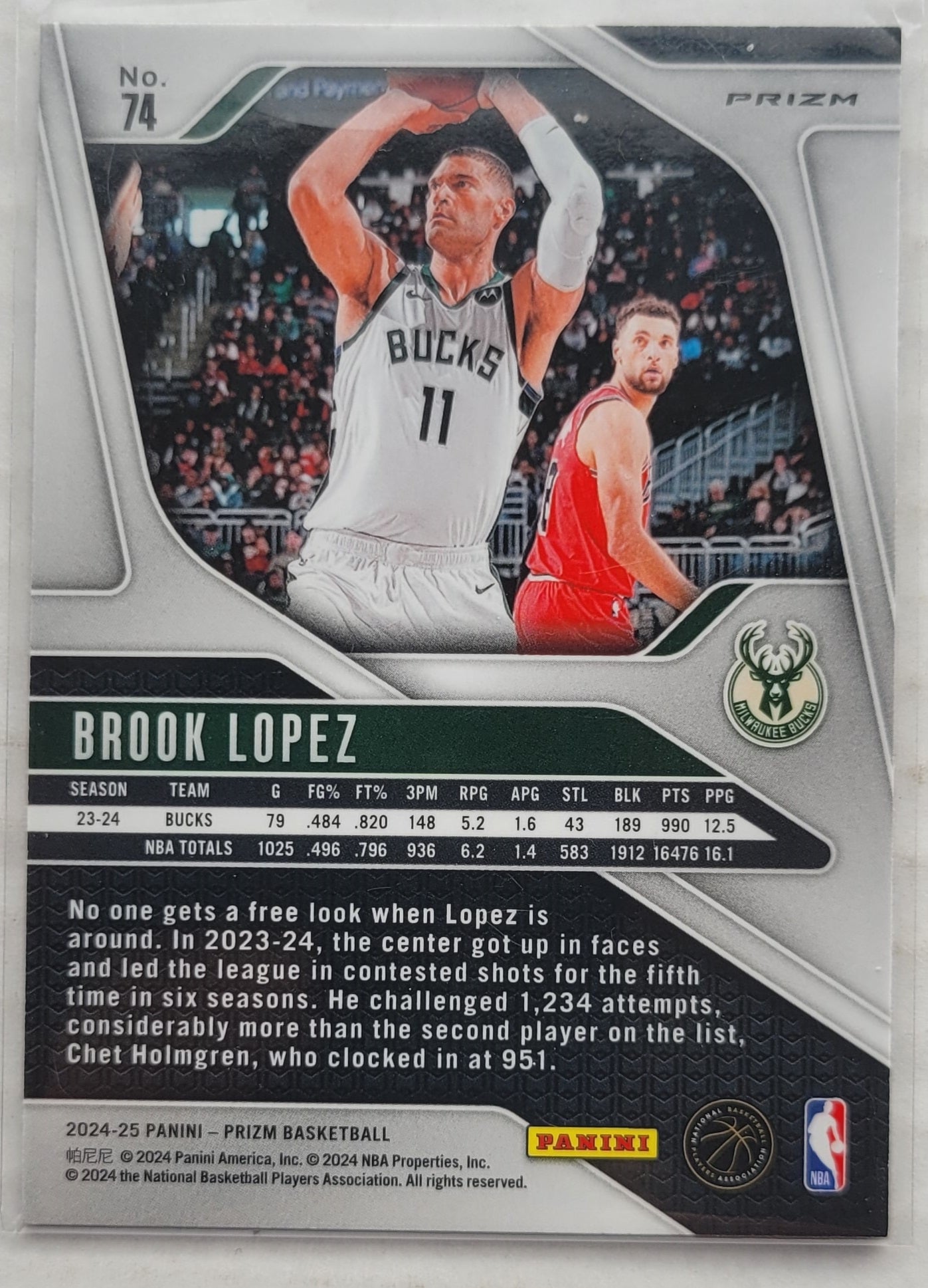 Brook Lopez - 2024-25 Panini Prizm Prizms Red White and Blue #74