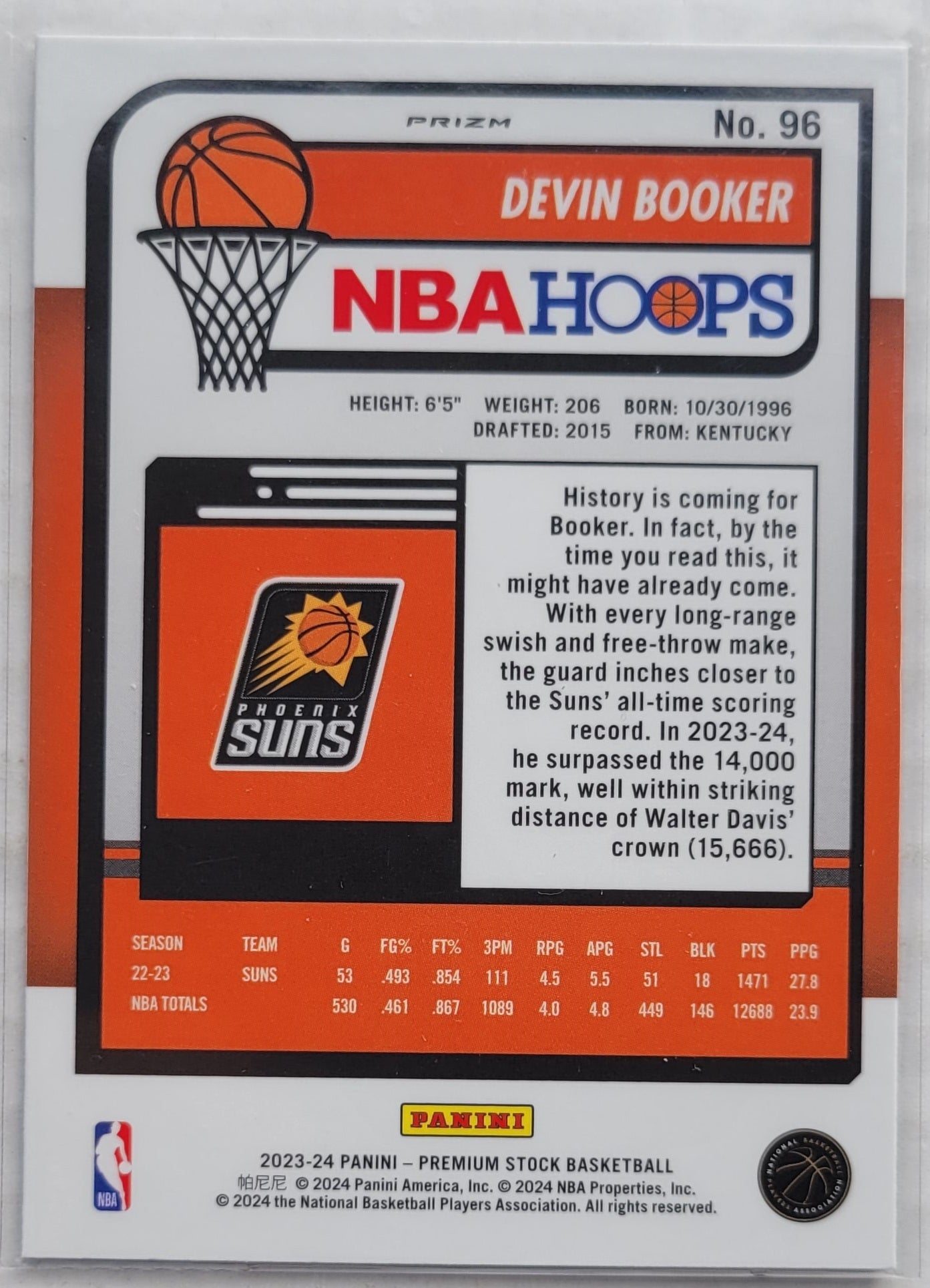 Devin Booker - 2023-24 Hoops Premium Stock Seismic Prizm #96