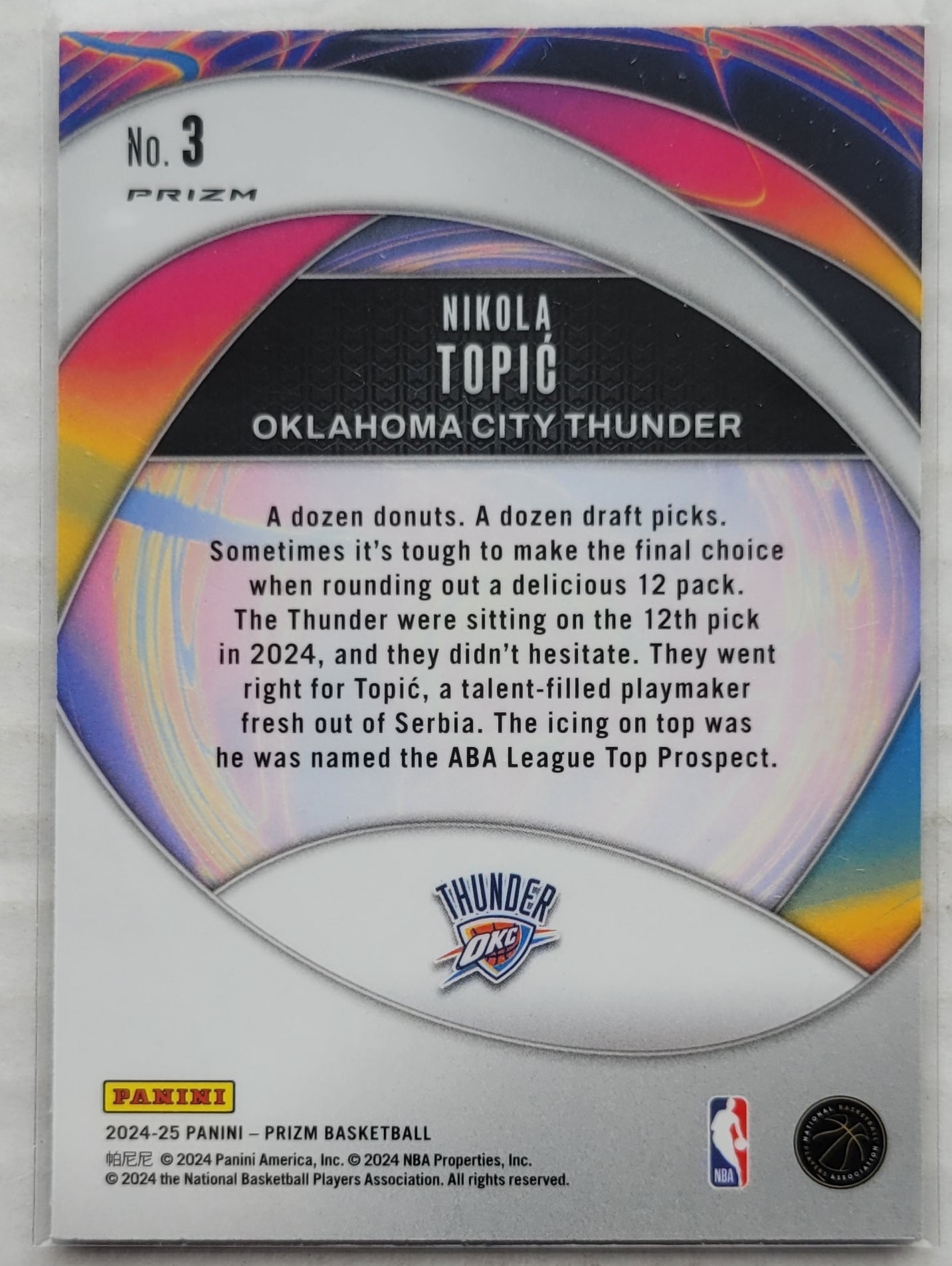 Nikola Topic - 2024-25 Panini Prizm Instant Impact Prizms Silver #3