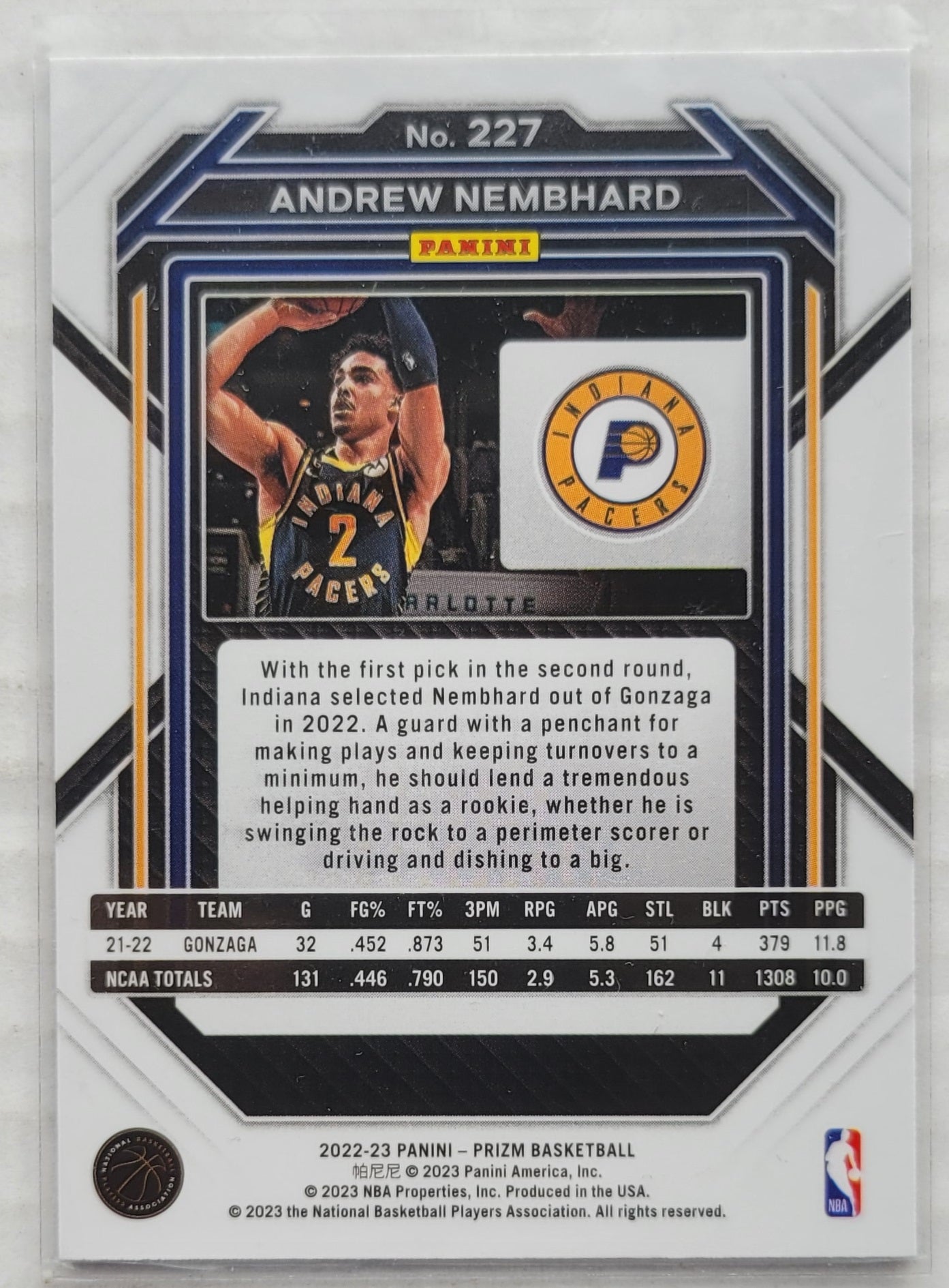 Andrew Nembhard - 2022-23 Panini Prizm #227 RC