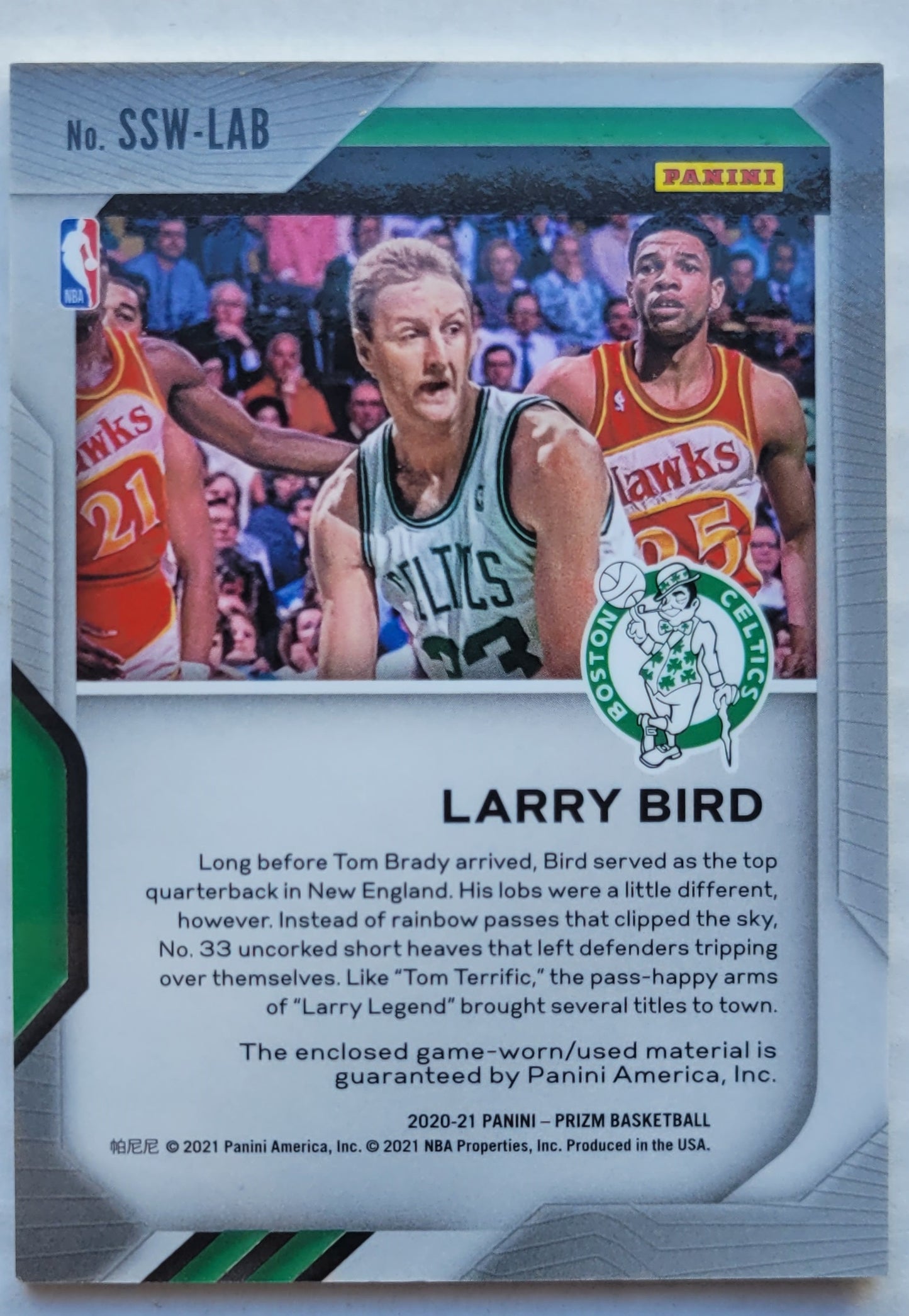 Larry Bird - 2020-21 Panini Prizm Sensational Swatches #SSW-LAB